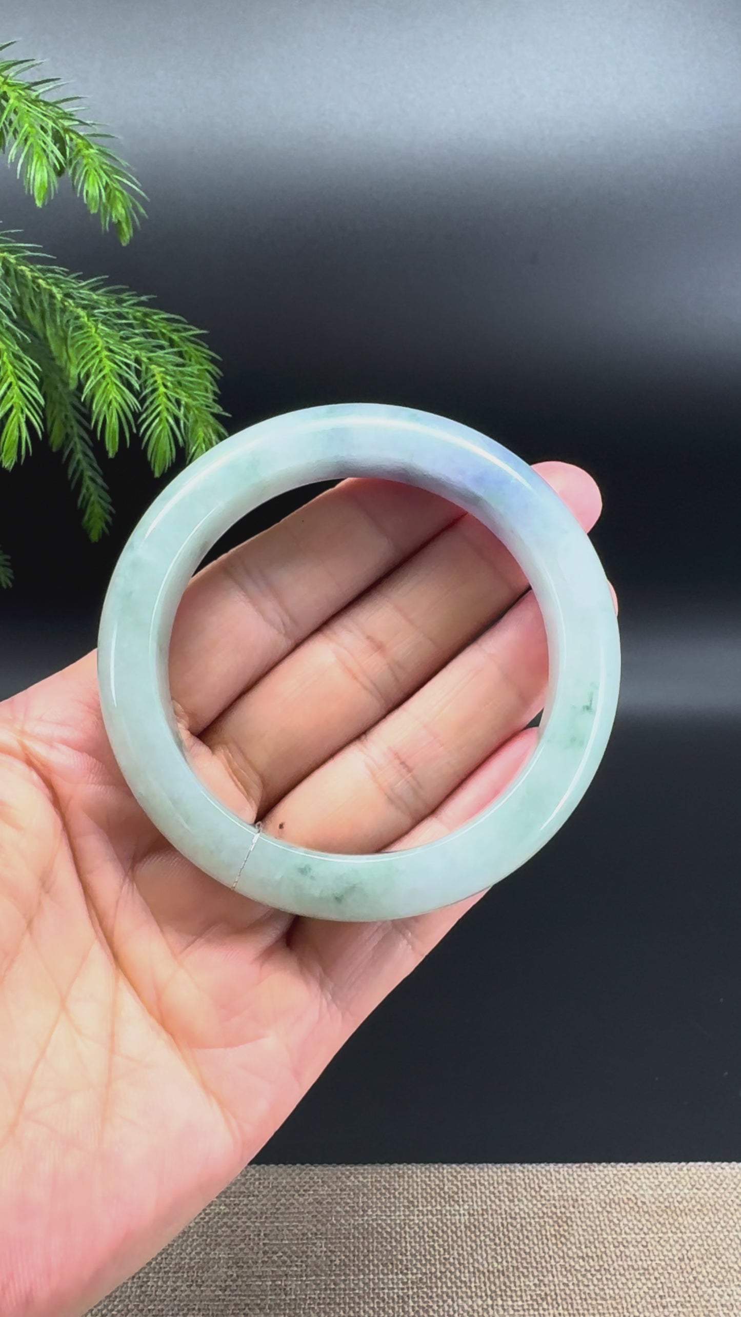 Load and play video in Gallery viewer, Genuine Burmese &amp;quot;Blueberry Garden&amp;quot;Jadeite Jade Bangle Bracelet (55.4mm)
