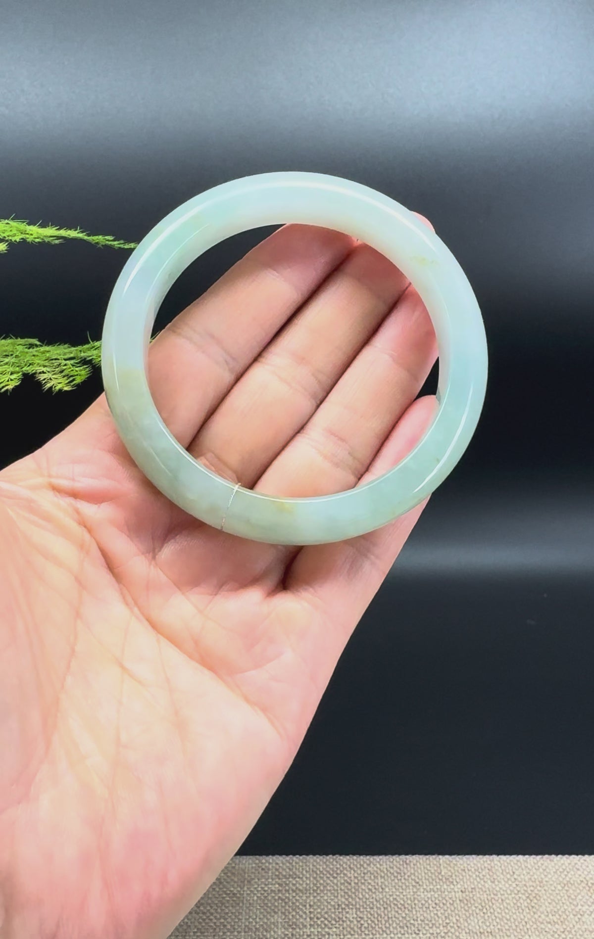 Genuine Burmese Yellow Green Jade Jadeite Bangle Bracelet ( 57.4mm )