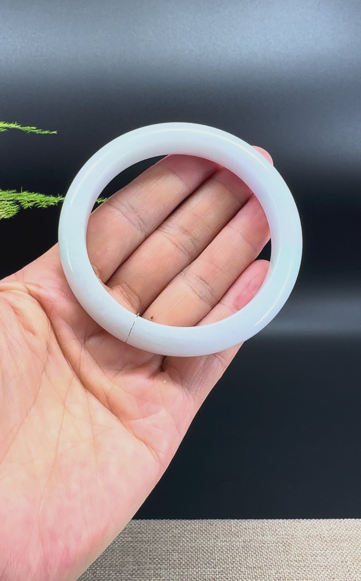 Genuine Burmese Lavender Green Jade Jadeite Bangle Bracelet ( 58.6mm )