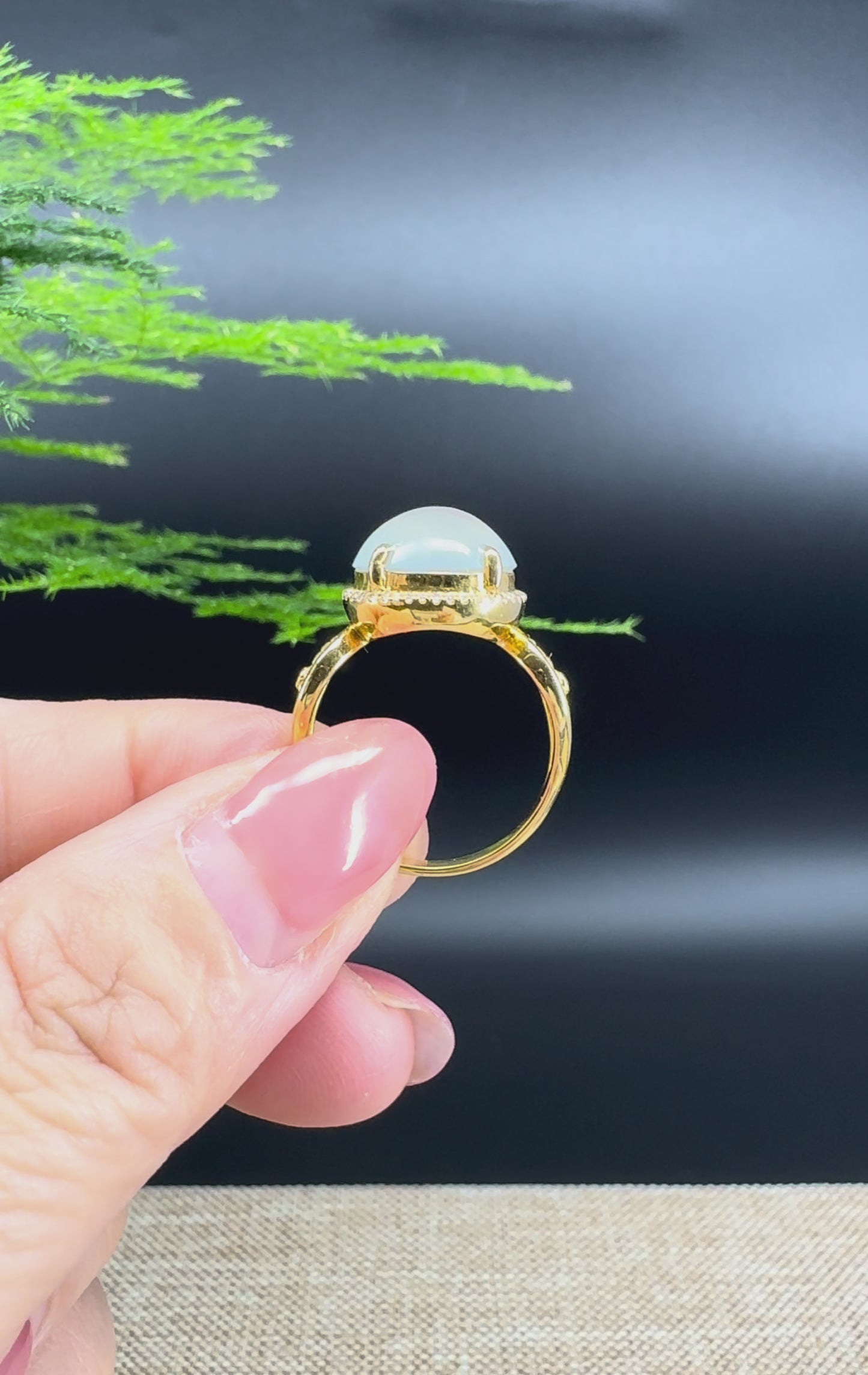 RealJade® "Signature Signet" 18K Yellow Gold Icy Jadeite Jade Diamonds Ring