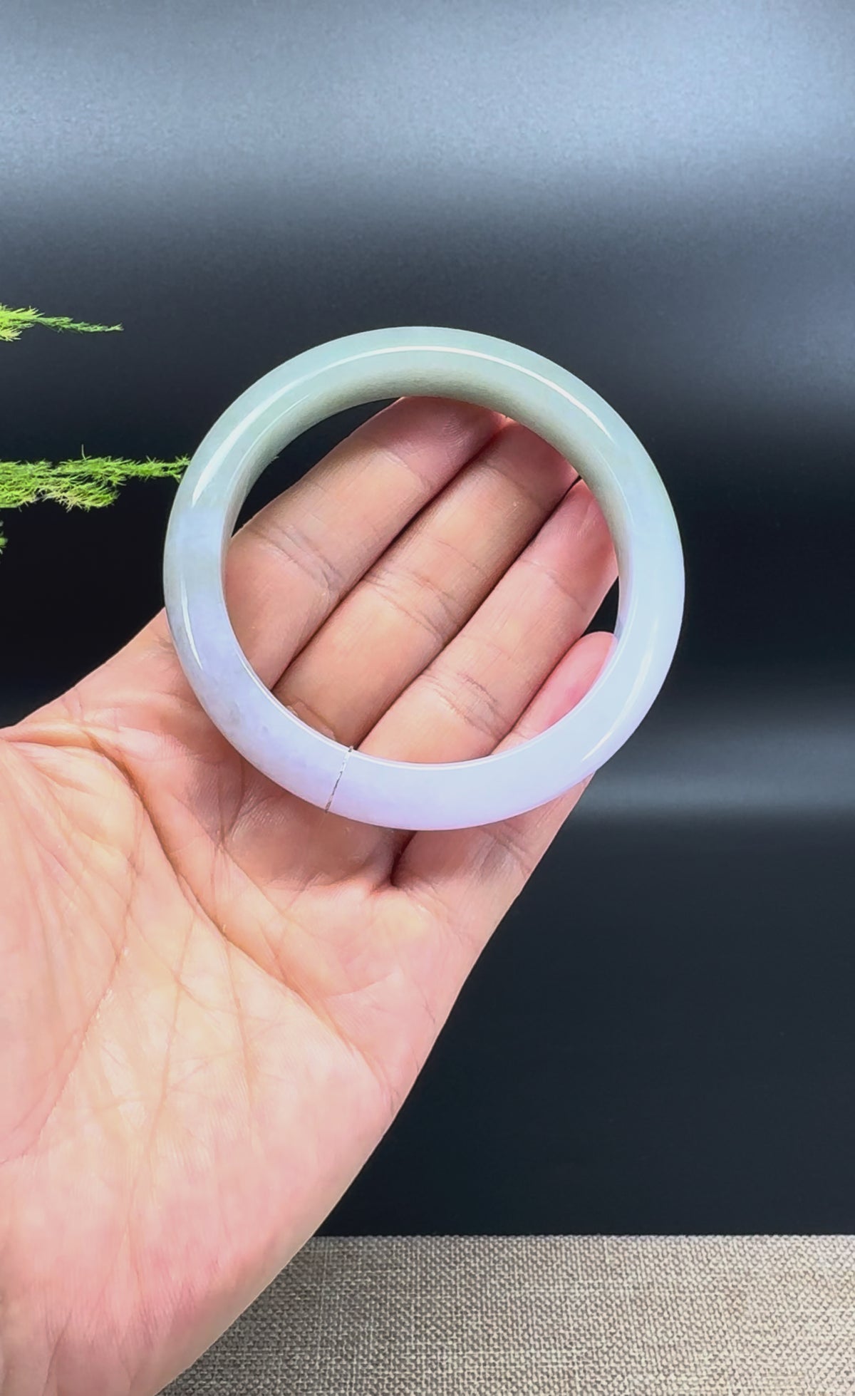 Genuine Burmese Lavender Matcha Green Jade Jadeite Bangle Bracelet ( 57.5mm )