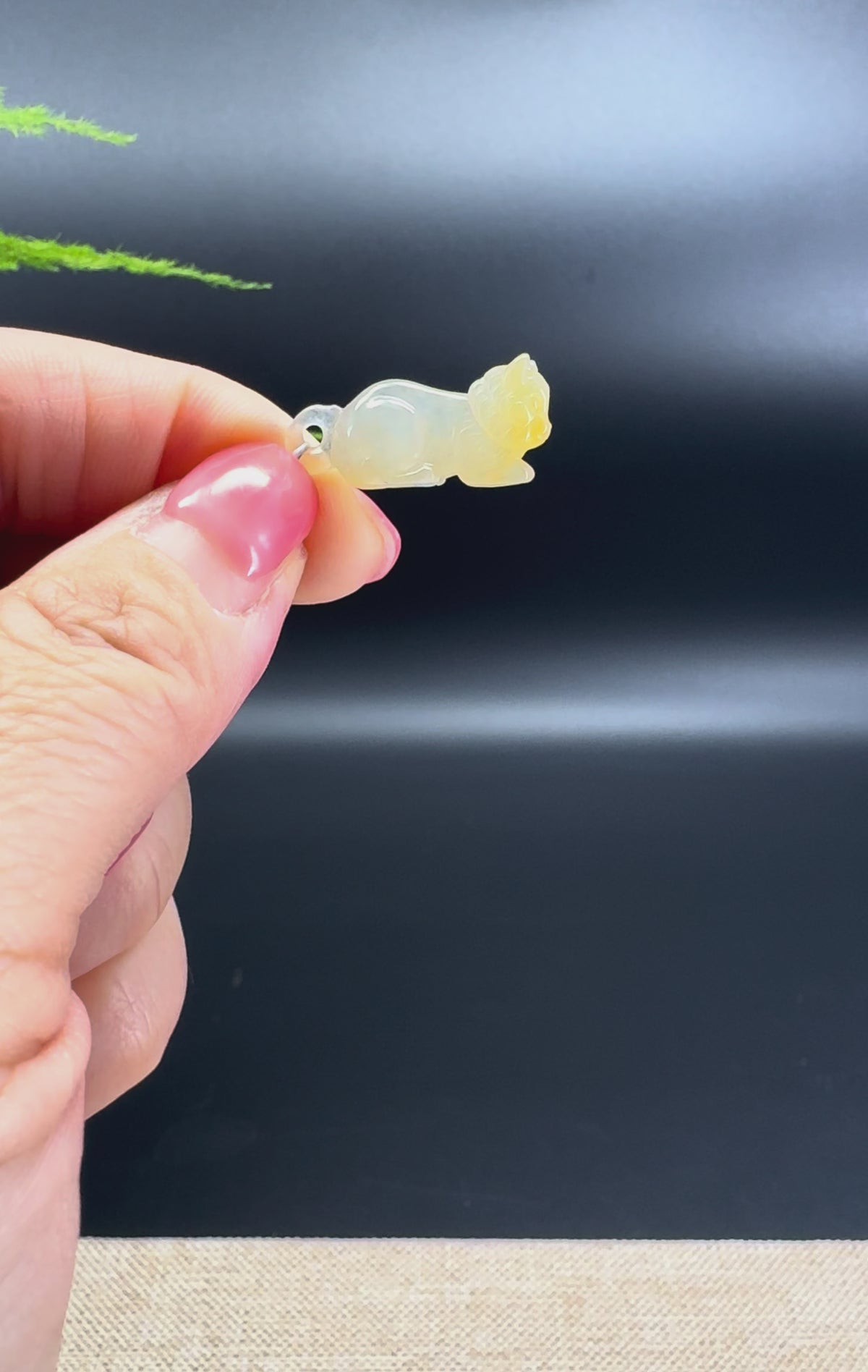 RealJade® Co. Genuine Icy Yellow Jadeite Jade Kitty Pendant Necklace