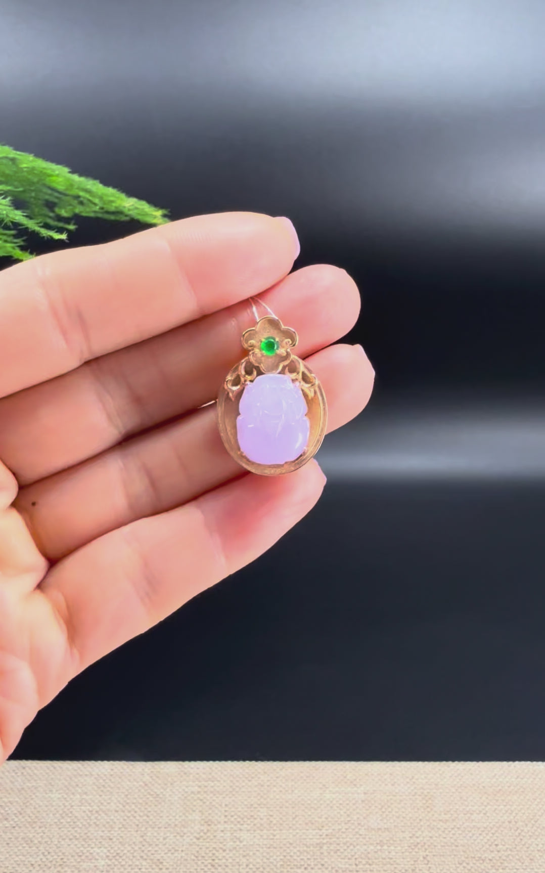 RealJade® Co. 18K Rose Gold Genuine Lavender Jadeite Jade PiXiu Pendant