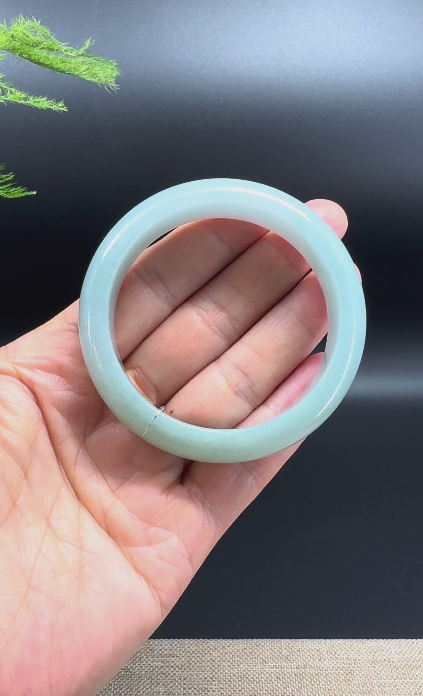 Load and play video in Gallery viewer, Genuine Burmese Icy Green Jade Jadeite Bangle Bracelet ( 53.1mm )
