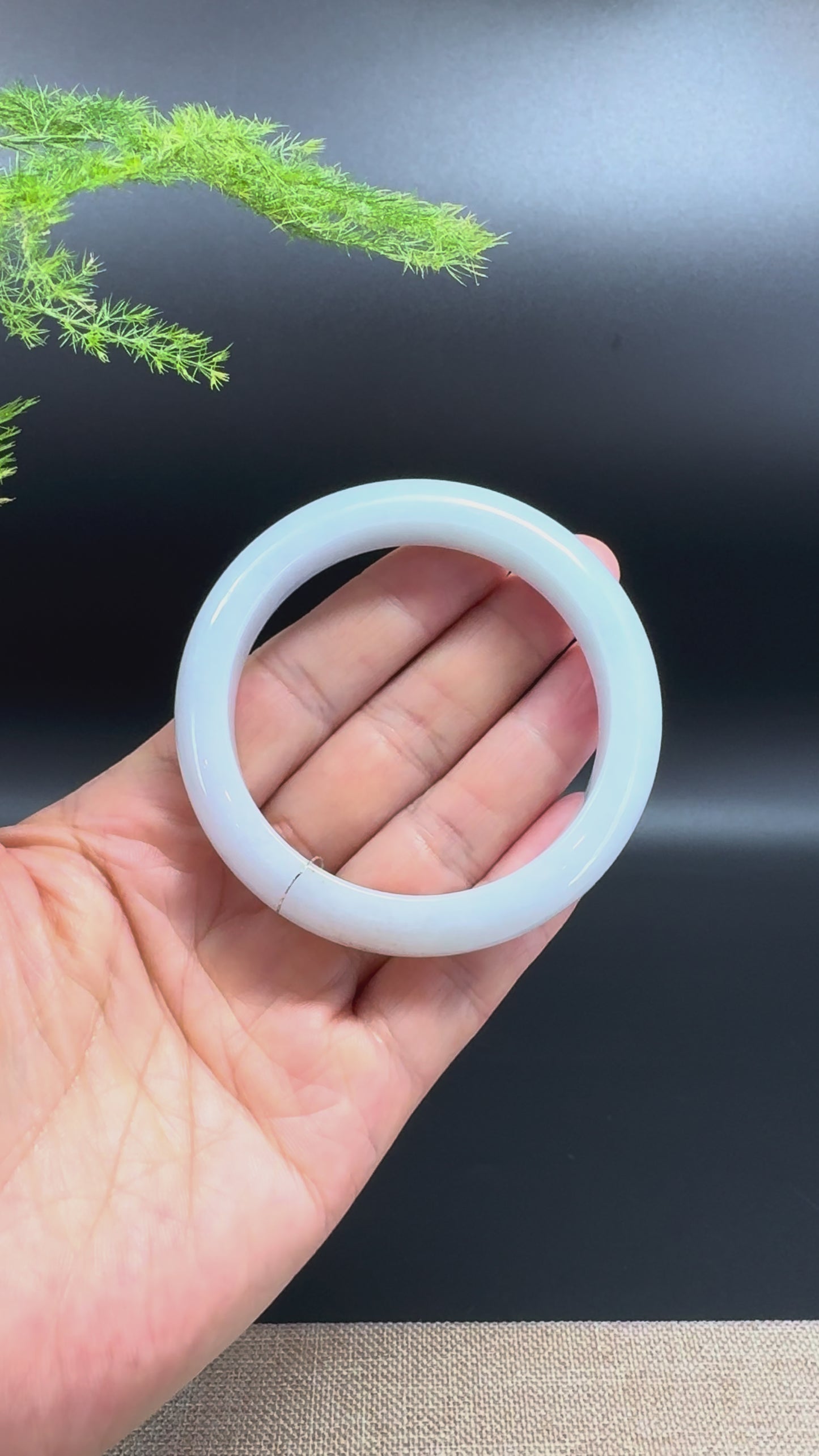 Genuine Burmese Lavender Green Jadeite Jade Bangle Bracelet ( 55.3mm )