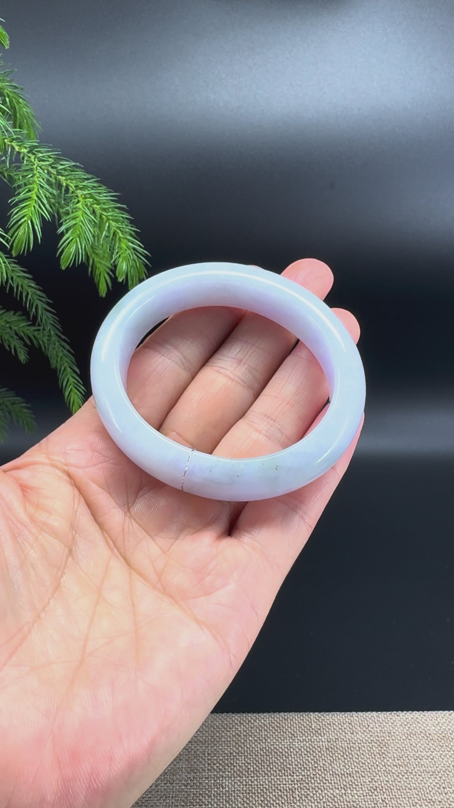 Genuine Burmese Lavender Green Jadeite Jade Bangle Bracelet ( 53.1*45.7mm )
