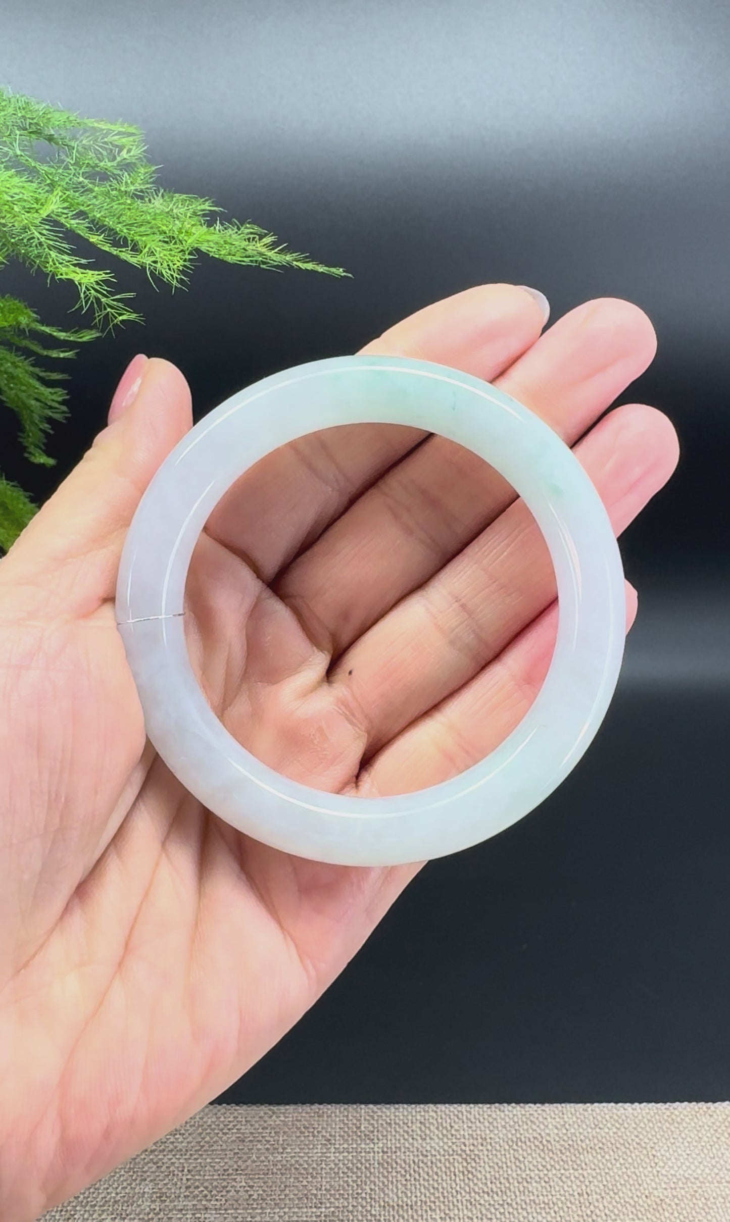 Genuine Burmese Icy Green Jade Jadeite Bangle Bracelet ( 53.7mm )