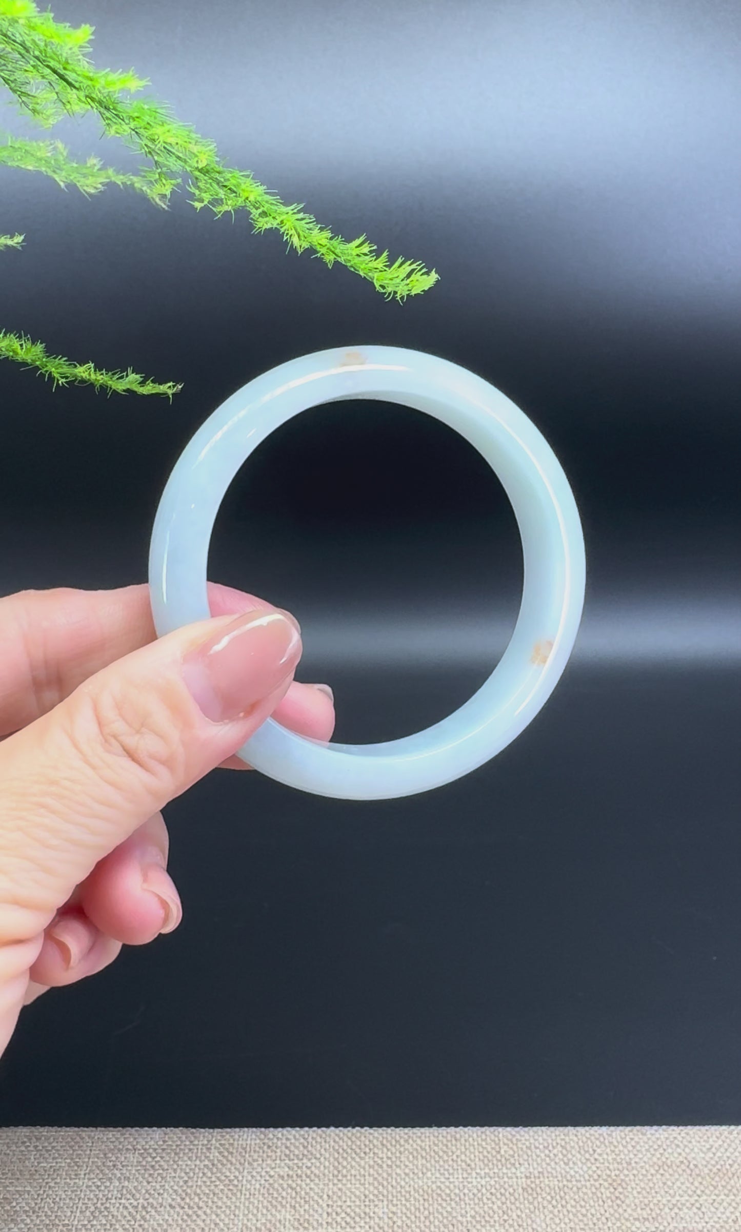 Load and play video in Gallery viewer, Genuine Burmese Icy Green Jade Jadeite Bangle Bracelet ( 56.1mm )
