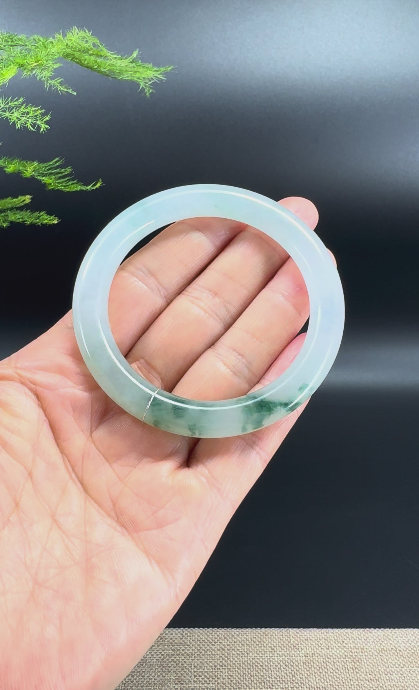 Genuine Burmese Icy Green Jade Jadeite Bangle Bracelet (52.1mm)