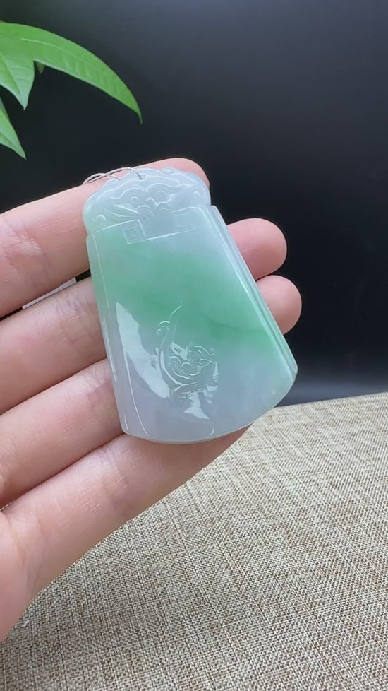 Load and play video in Gallery viewer, RealJade® Co. Genuine Jadeite Jade Dragon Pendant Necklace
