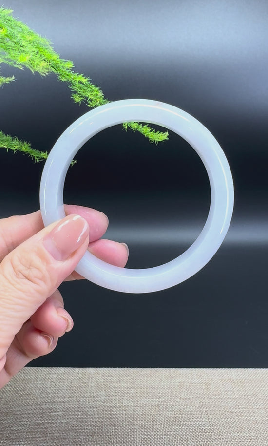 Load and play video in Gallery viewer, Genuine Burmese Lavender Green Jade Jadeite Bangle Bracelet ( 57.7mm )
