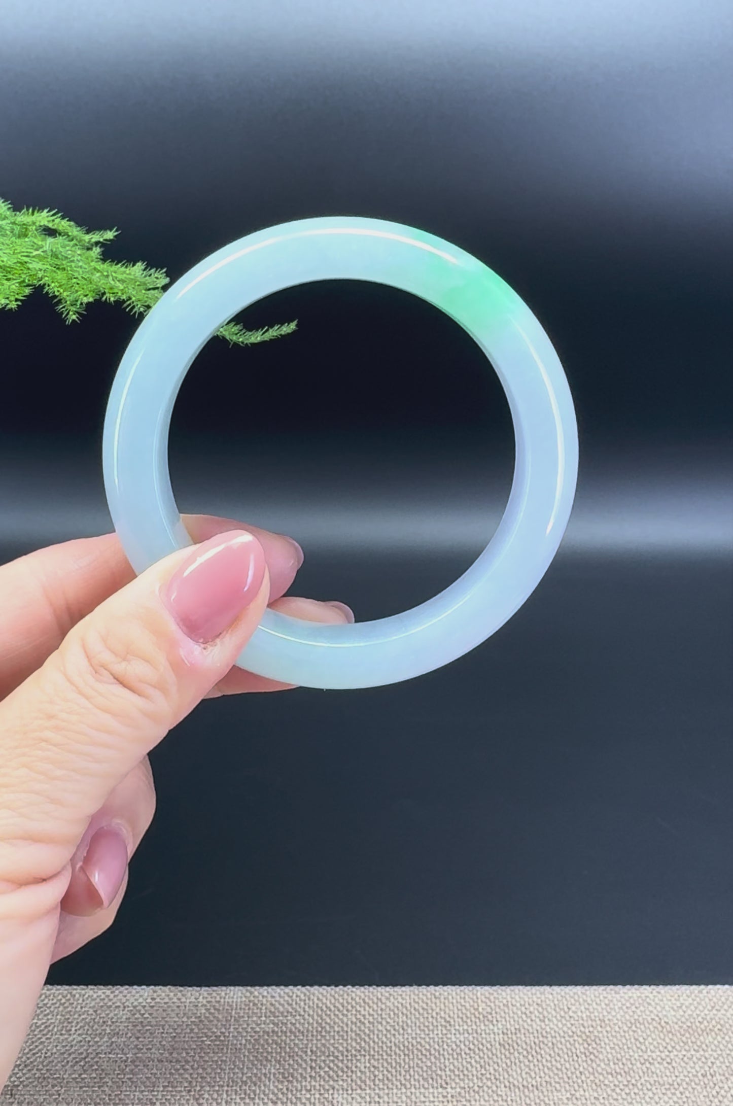Genuine Burmese Lavender Green Jade Jadeite Bangle Bracelet ( 56.2mm )