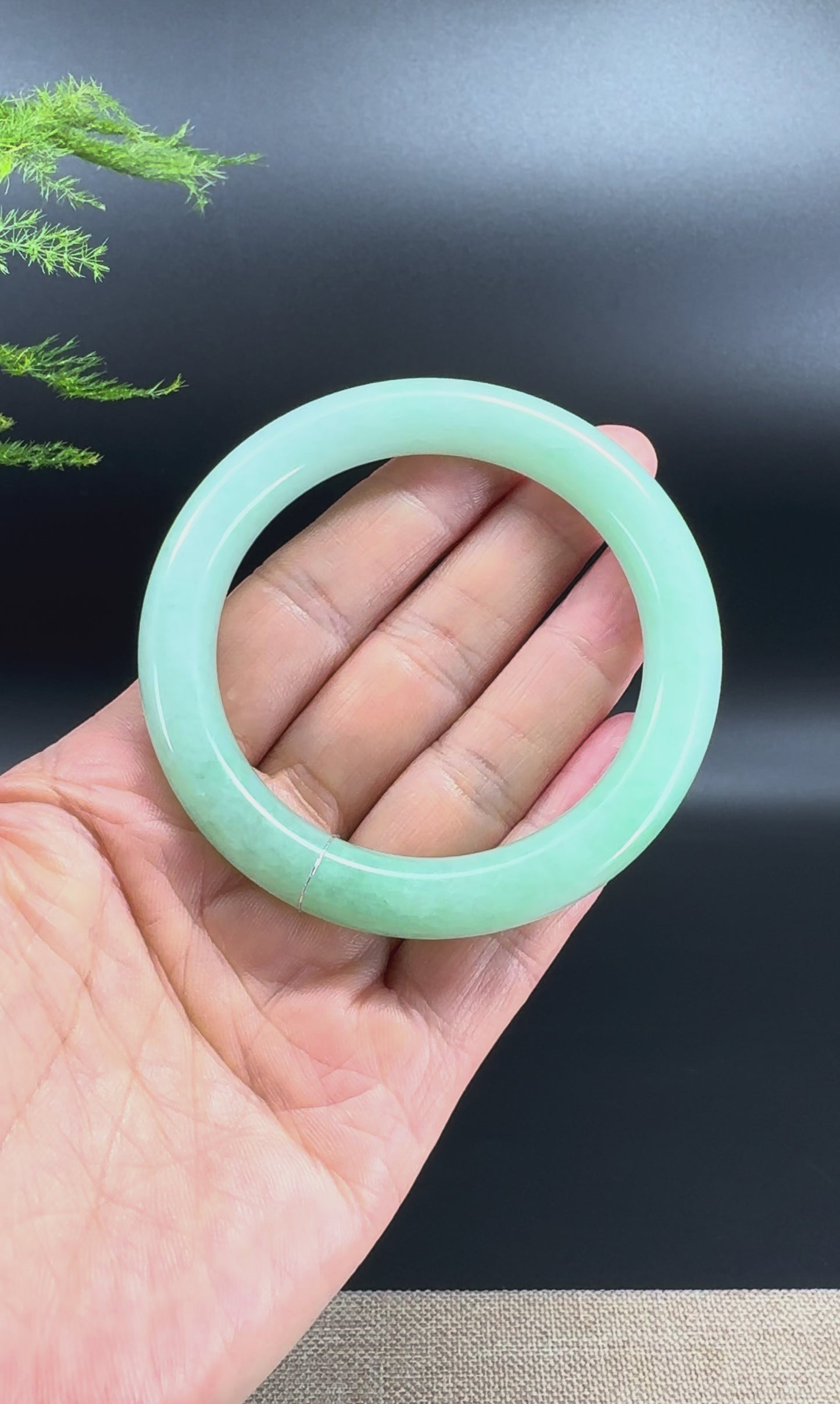 Genuine Burmese Grape Green Jade Jadeite Bangle Bracelet (56mm)