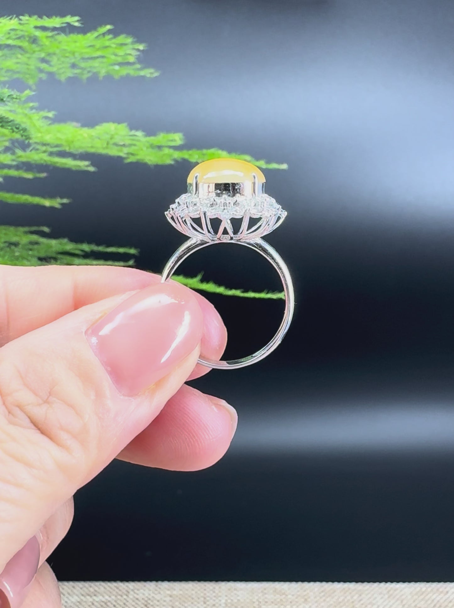 Load and play video in Gallery viewer, RealJade® &amp;quot;Signature Signet&amp;quot; 18K White Gold  Yellow Jadeite Jade Classic Ring

