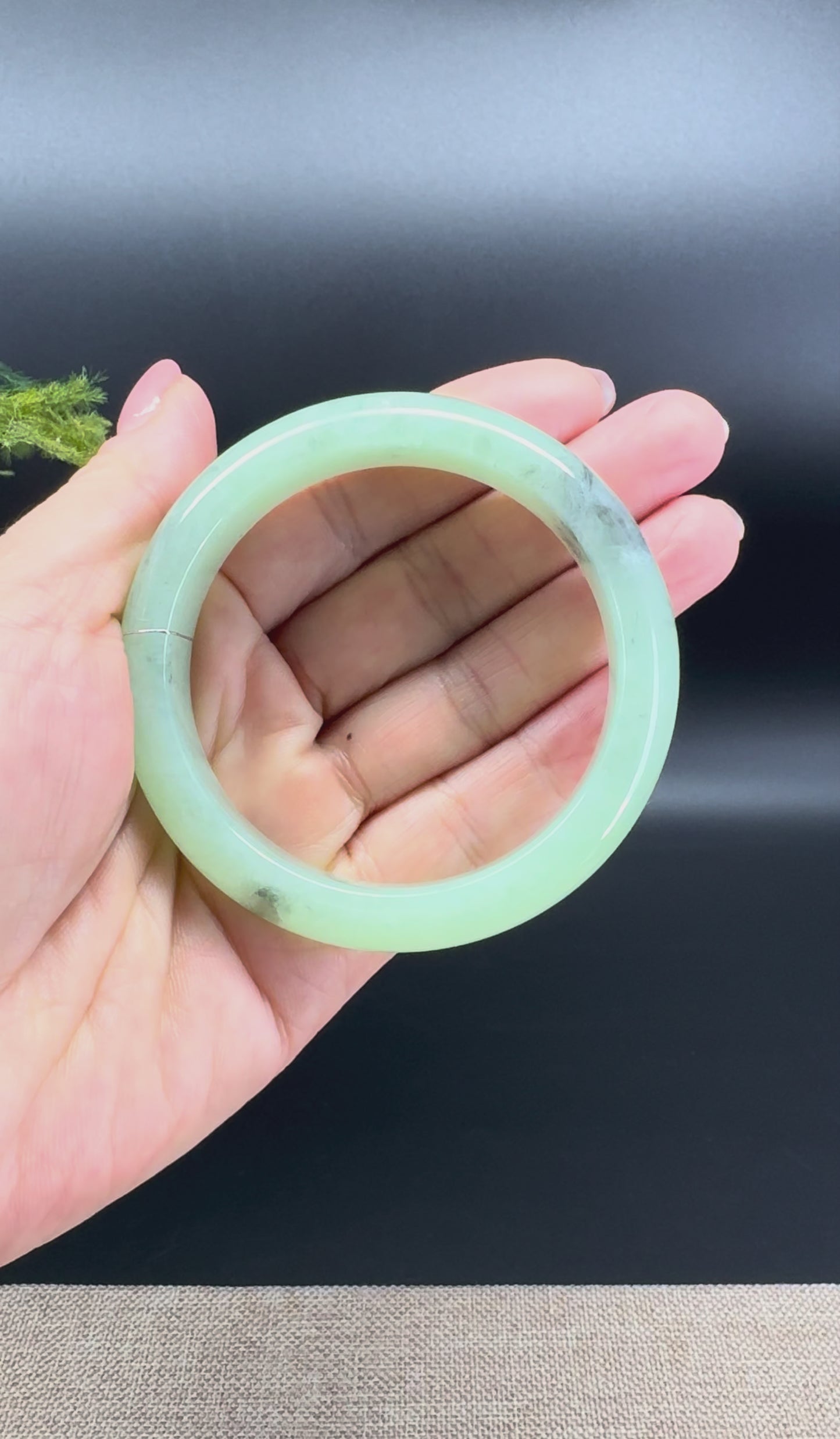 Genuine Burmese Green Jade Jadeite Bangle Bracelet (56.2mm)