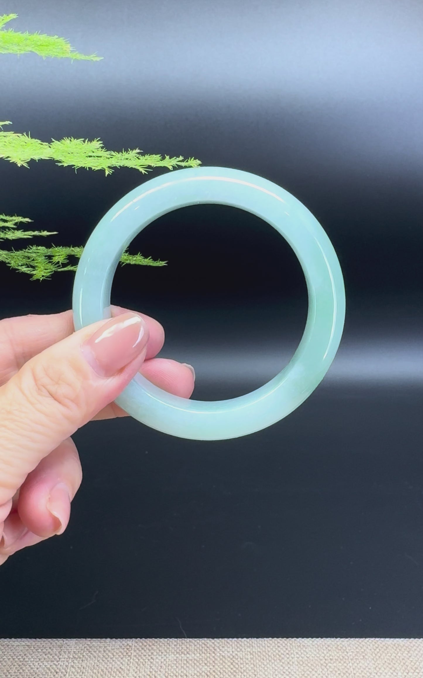 Load and play video in Gallery viewer, Genuine Burmese Icy Green Jade Jadeite Bangle Bracelet ( 54.1mm )
