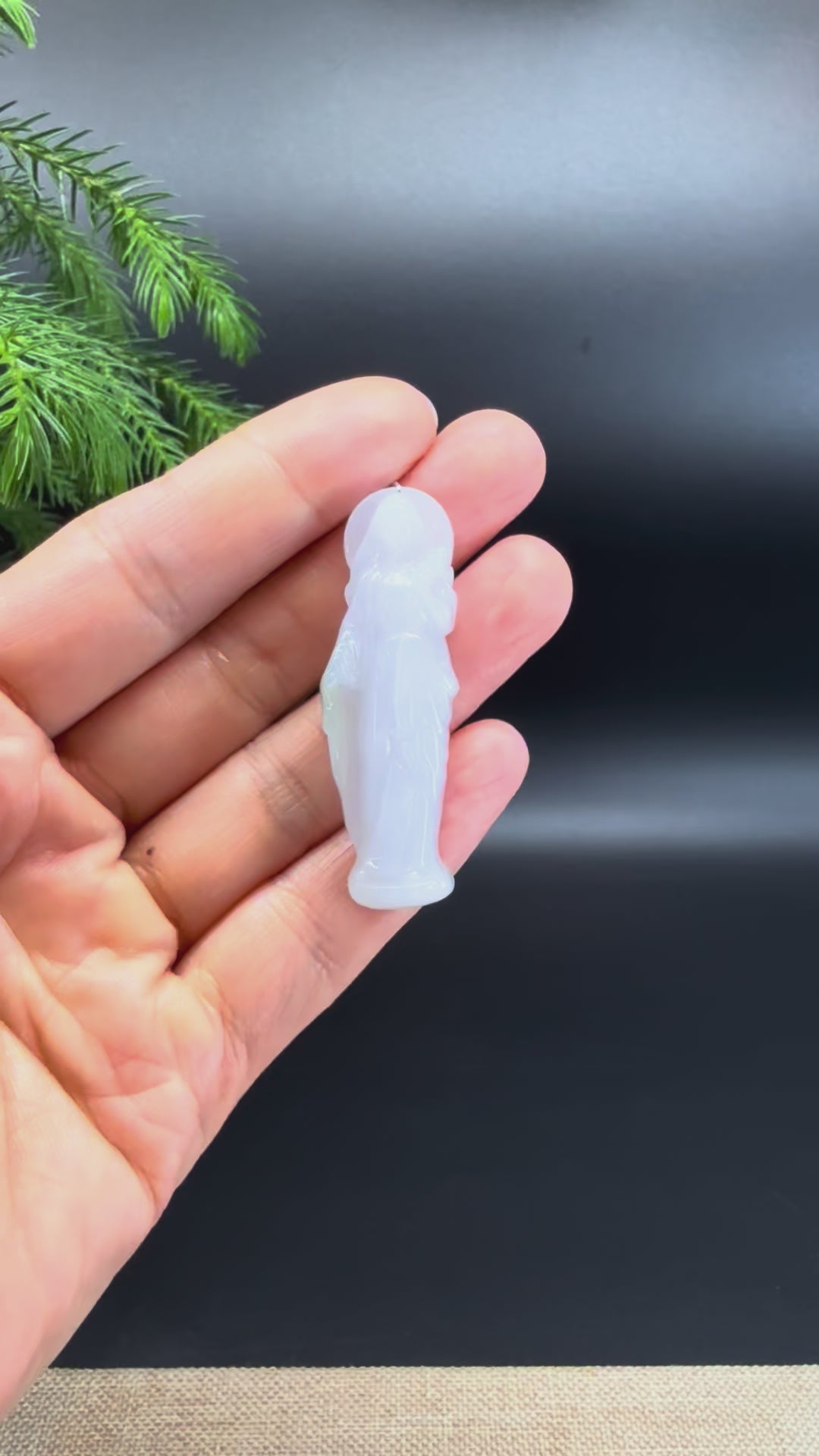 Load and play video in Gallery viewer, RealJade® Co.Natural Iight Lavender Jadeite Jade Mother Mary Pendant Necklace
