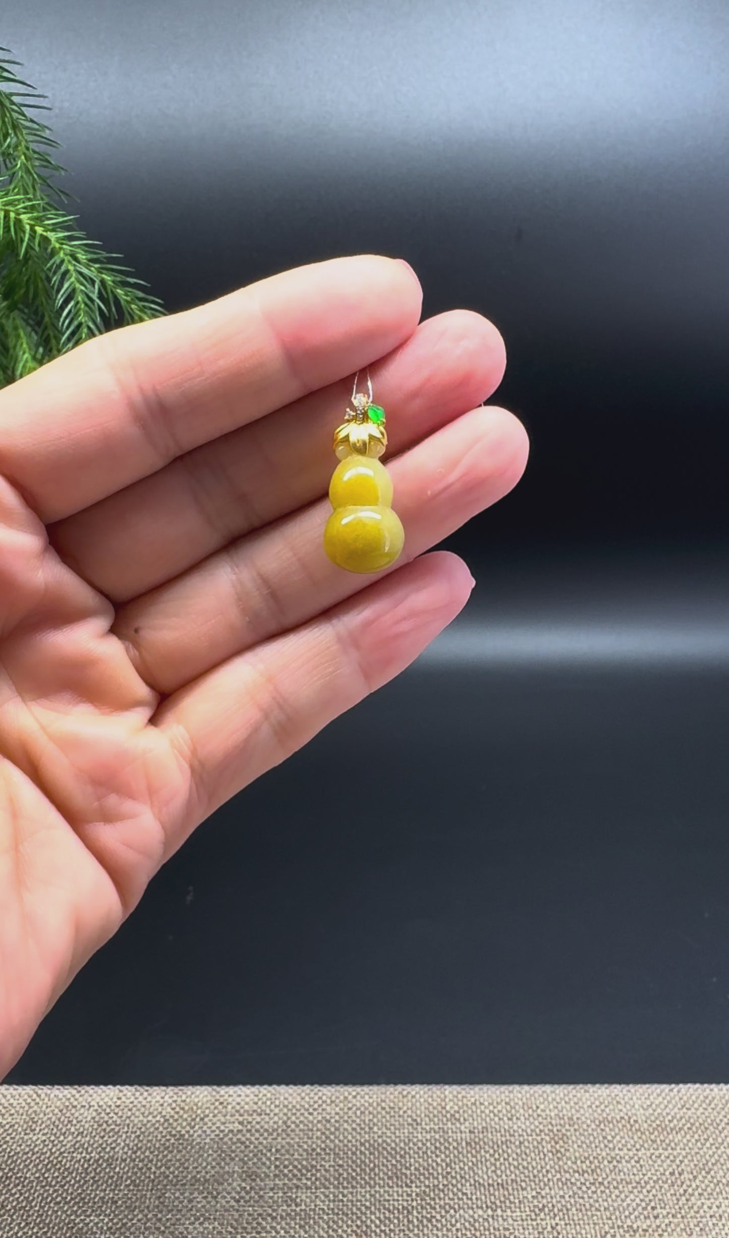 RealJade® Co. Genuine Warm Yellow Jadeite Jade Mini Hulu (Bottle Gourd) Necklace
