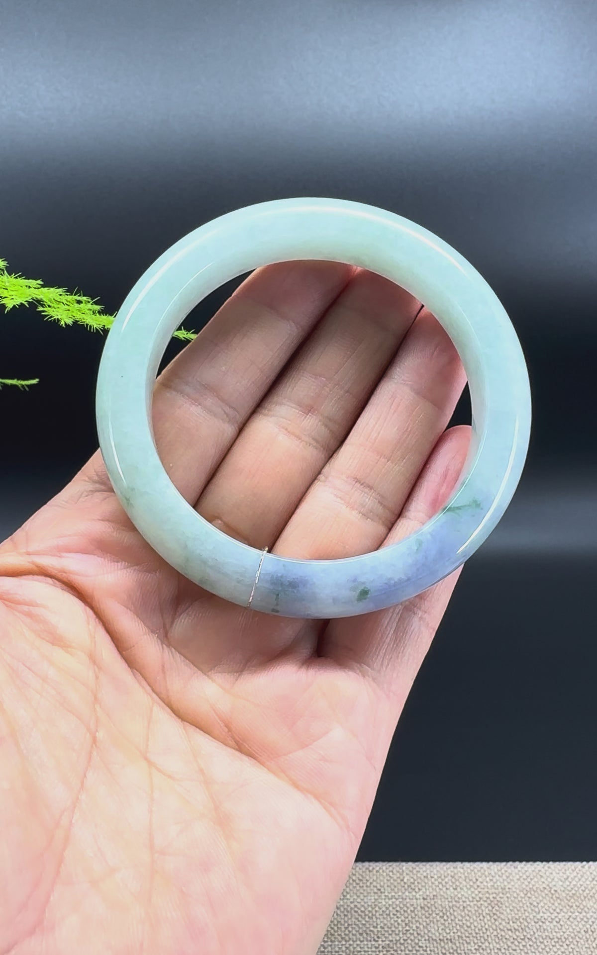 Genuine Burmese “Monet Garden" Jadeite Jade Bangle Bracelet ( 55.6mm )