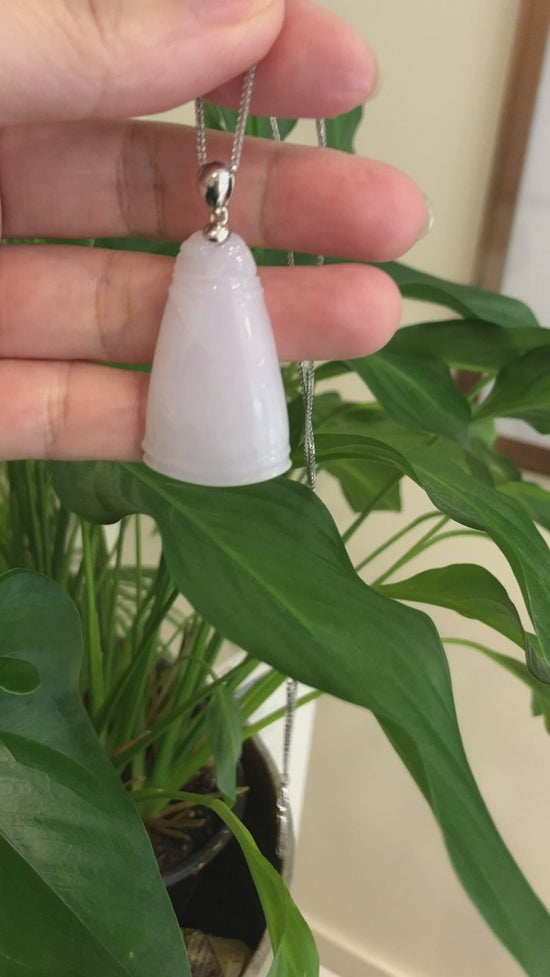 Load and play video in Gallery viewer, Genuine Burmese Lavender Jadeite Jade Bamboo Pendant Necklace
