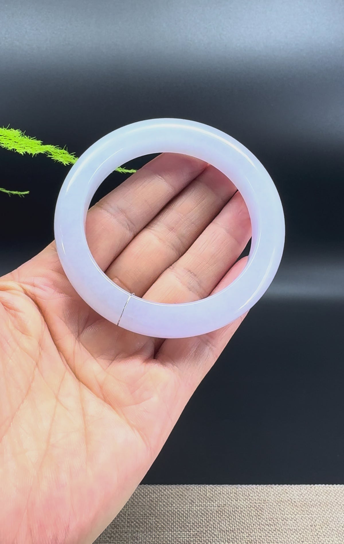 Genuine Burmese Icy Lavender Jadeite Jade Bangle Bracelet (55.9mm)