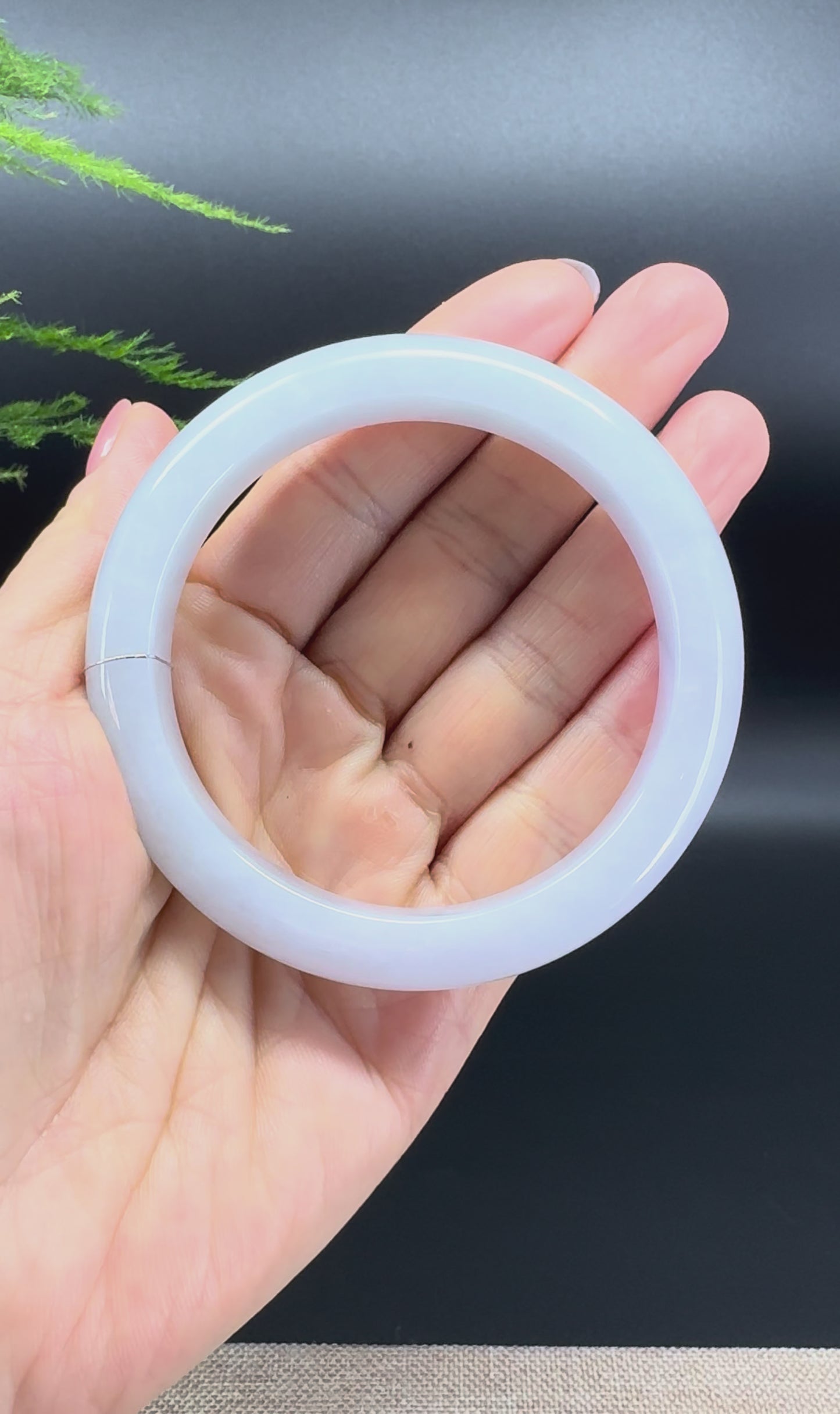 Genuine Burmese Lavender Green Jade Jadeite Bangle Bracelet ( 58.9mm )