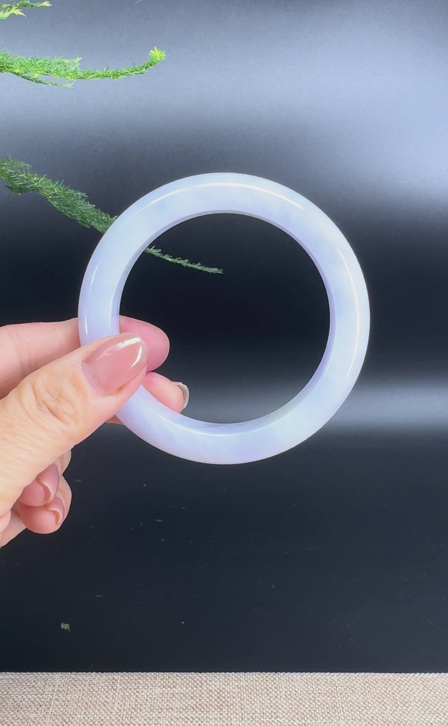 Load and play video in Gallery viewer, Genuine Burmese Lavender Jade Jadeite Bangle Bracelet (57.7mm)
