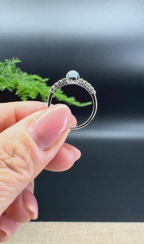 Load and play video in Gallery viewer, RealJade®18K White Gold Icy Jadeite Jade Diamonds Ring
