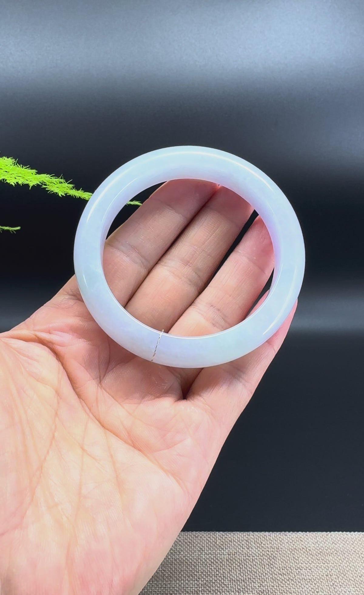 Genuine Burmese Light Lavender Green Jadeite Jade Bangle Bracelet ( 54.3mm )