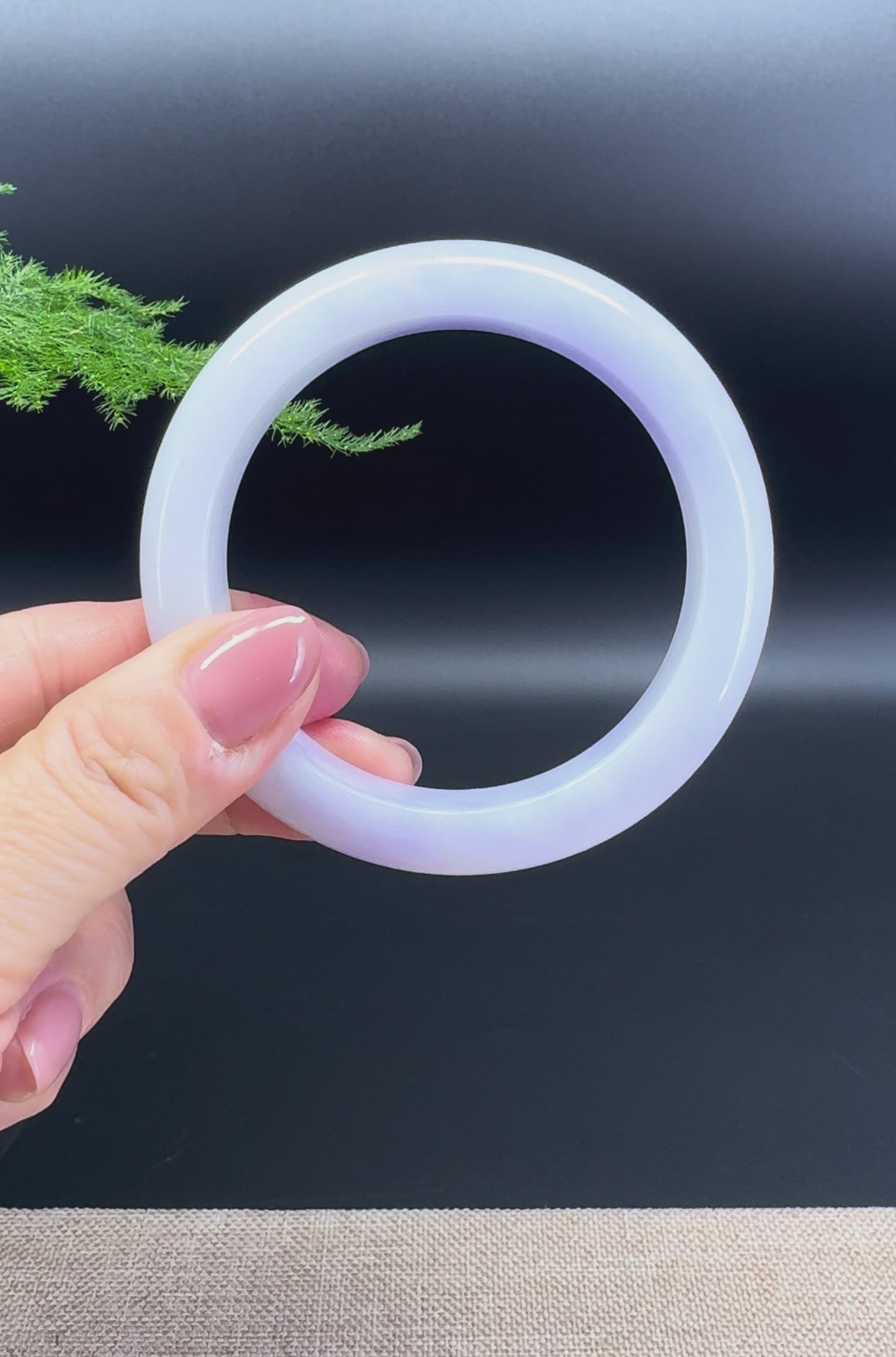 Load and play video in Gallery viewer, Genuine Burmese Lavender Green Jade Jadeite Bangle Bracelet (57.8mm)
