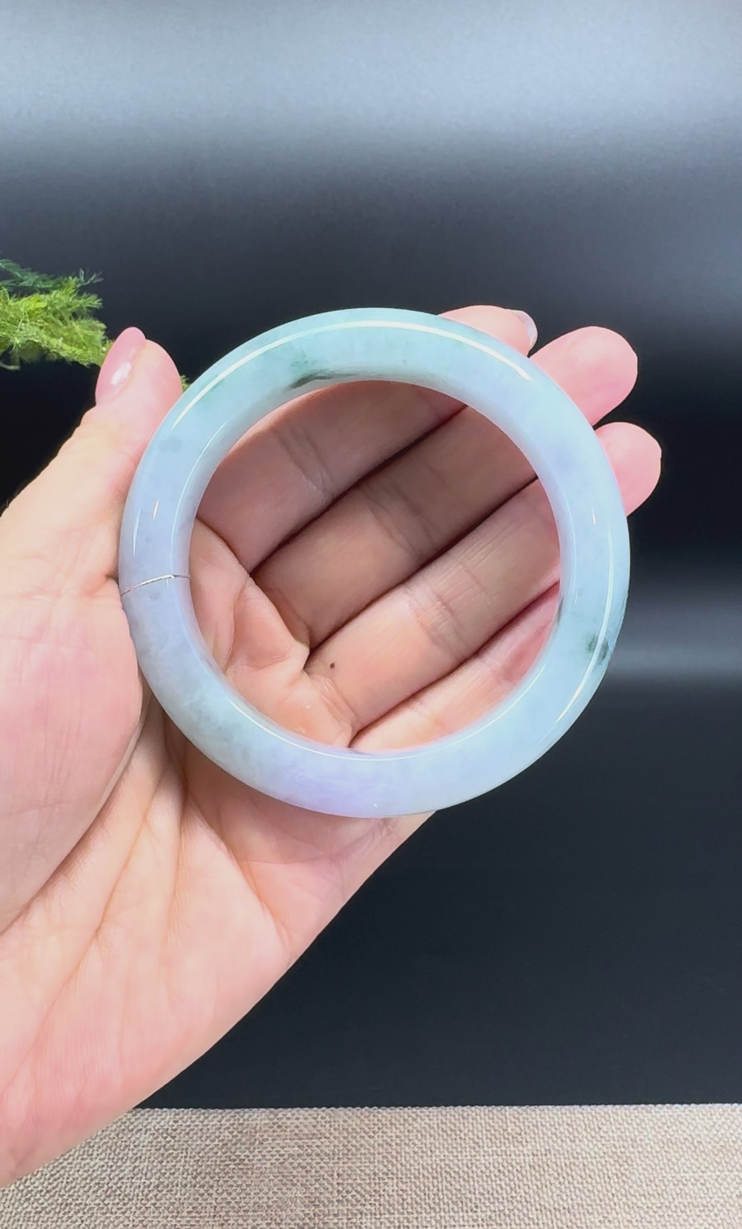 Load and play video in Gallery viewer, Genuine Burmese Blue Green Jade Jadeite Bangle Bracelet ( 56.2mm )
