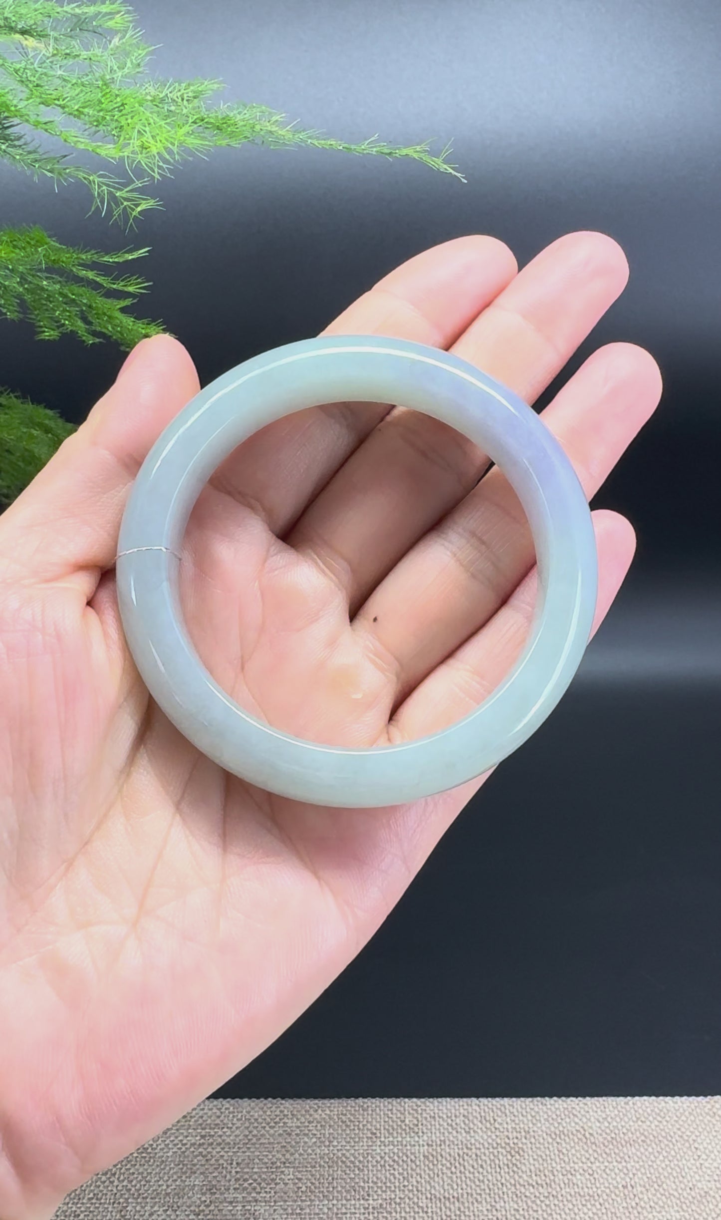 Genuine Burmese Lavender Green Jade Jadeite Bangle Bracelet (53.6mm)