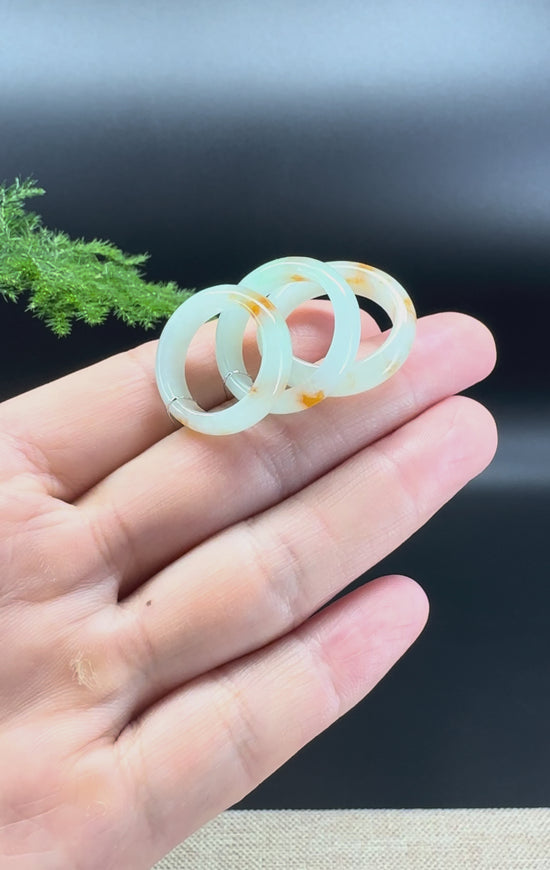 Load and play video in Gallery viewer, RealJade® Burmese Sajin Yellow Green Traditional Jadeite Jade Ring
