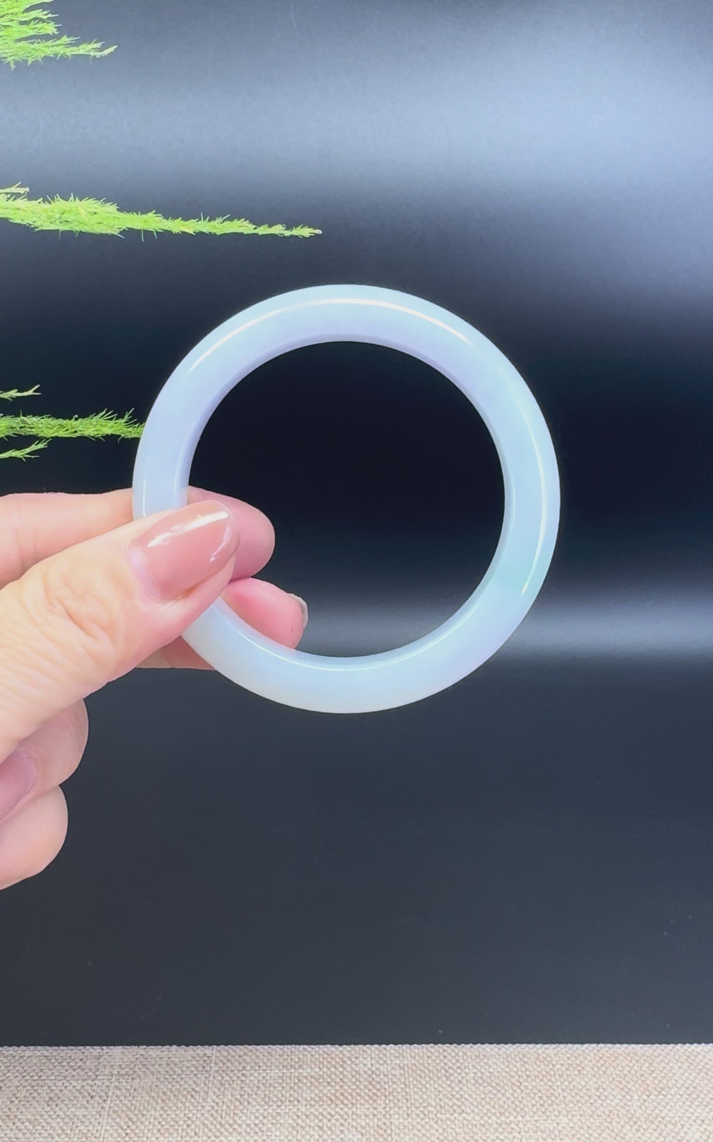 Load and play video in Gallery viewer, Genuine Burmese Lavender Green Jade Jadeite Bangle Bracelet ( 52.2mm )
