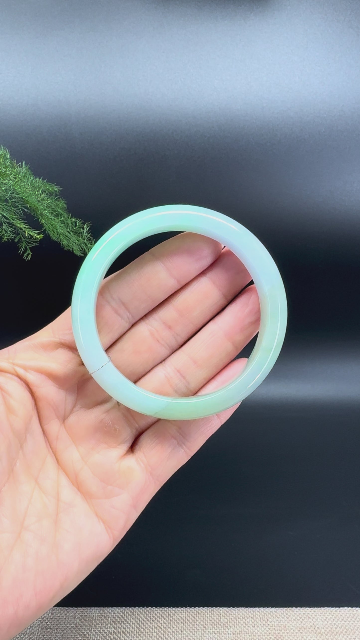 Genuine Burmese Lavender Green Jade Jadeite Bangle Bracelet ( 54.3mm )