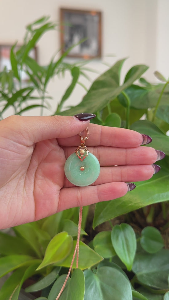 Load and play video in Gallery viewer, RealJade® Co. 18k Rose Gold Genuine Jadeite Constellation (Leo) Necklace Pendant
