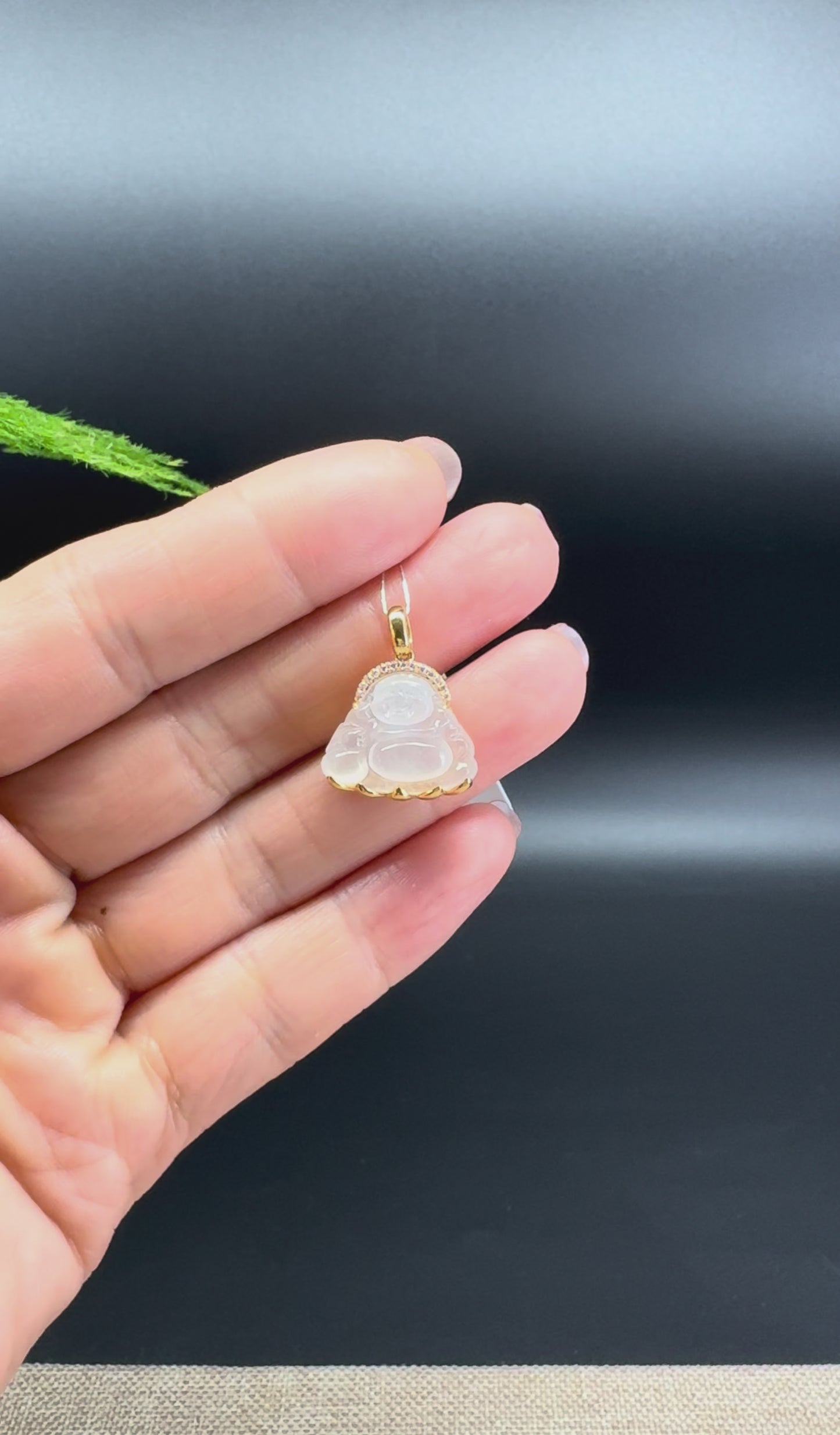 RealJade® 18K Yellow Gold Genuine Burmese Ice Jadeite Jade Buddha Pendant