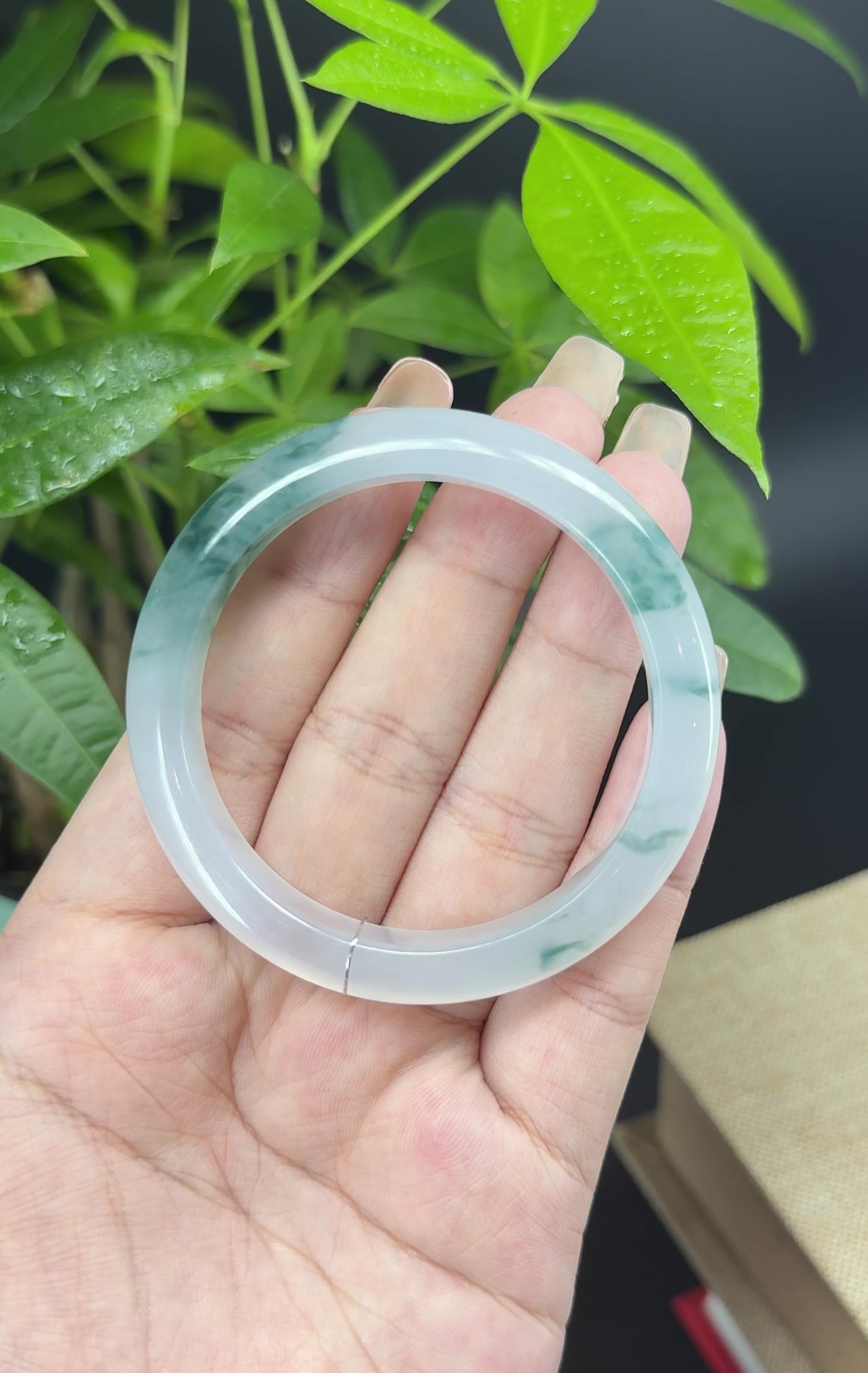 Genuine Burmese Icy Green Jade Jadeite Bangle Bracelet (51.5mm)