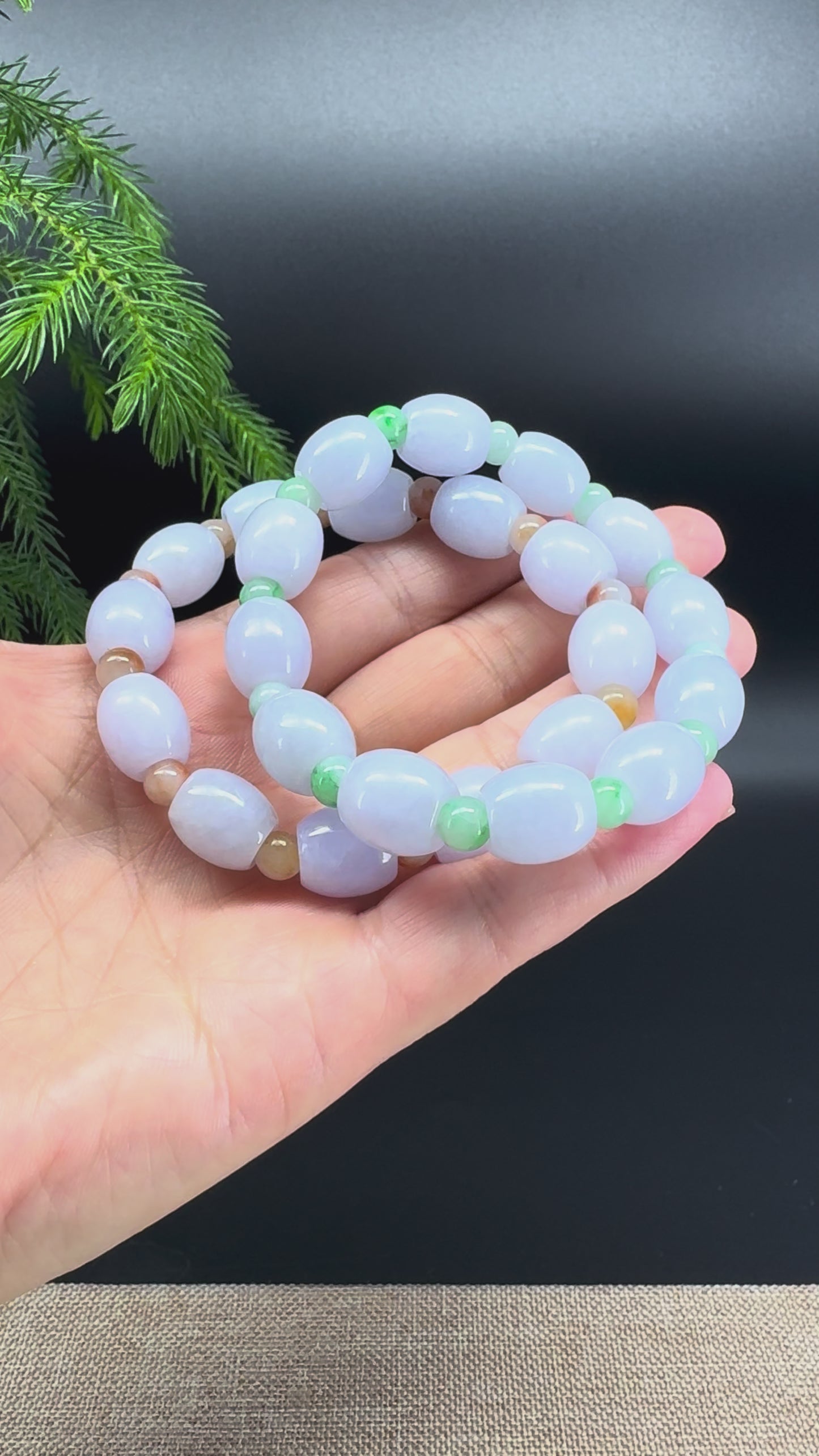 RealJade® Co. Genuine Light Lavender Jadeite Jade "Lu Lu Tong" Beads Bracelet ( 11.6mm )