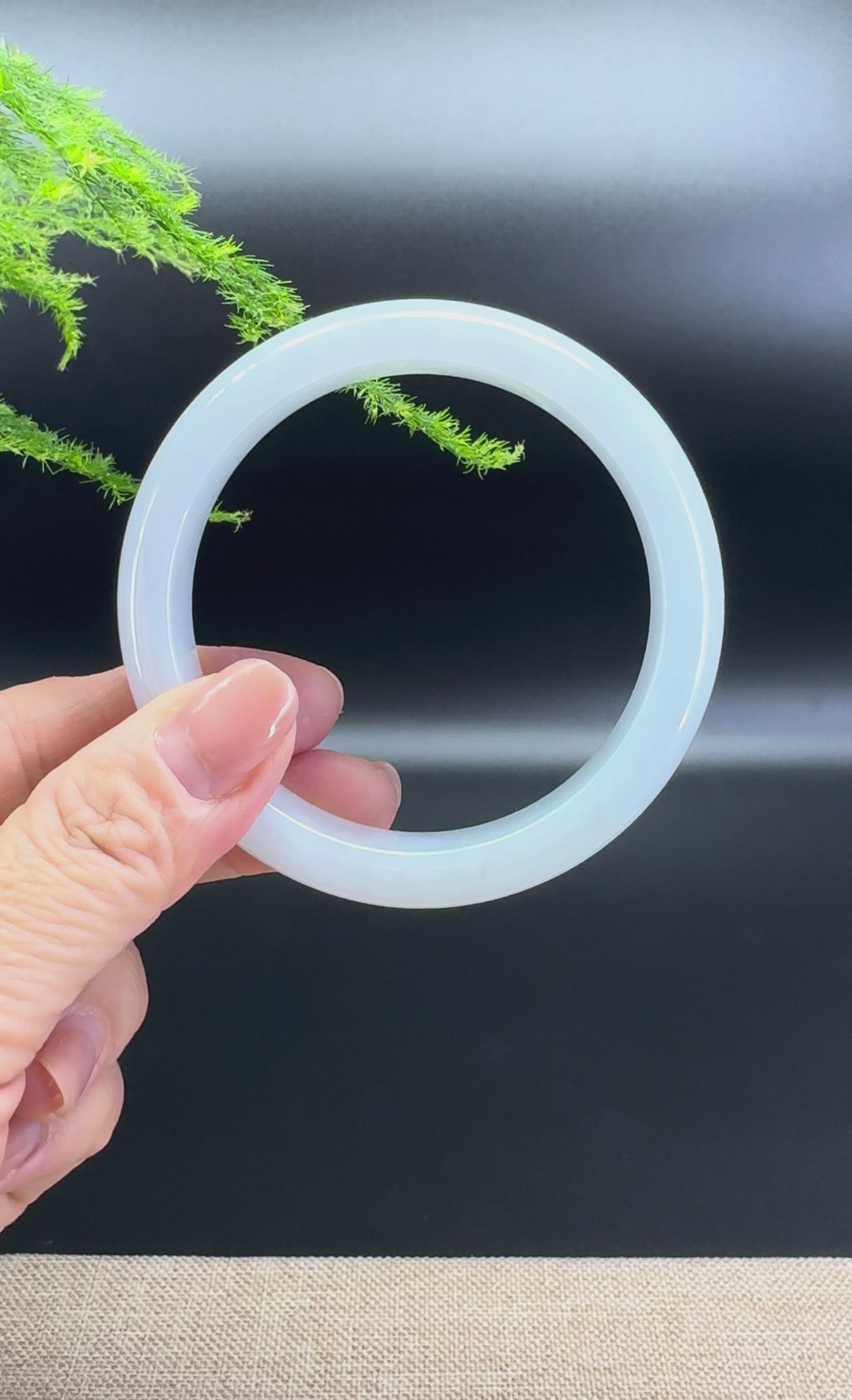 Genuine Burmese Lavender Green Jade Jadeite Bangle Bracelet ( 58.8mm )