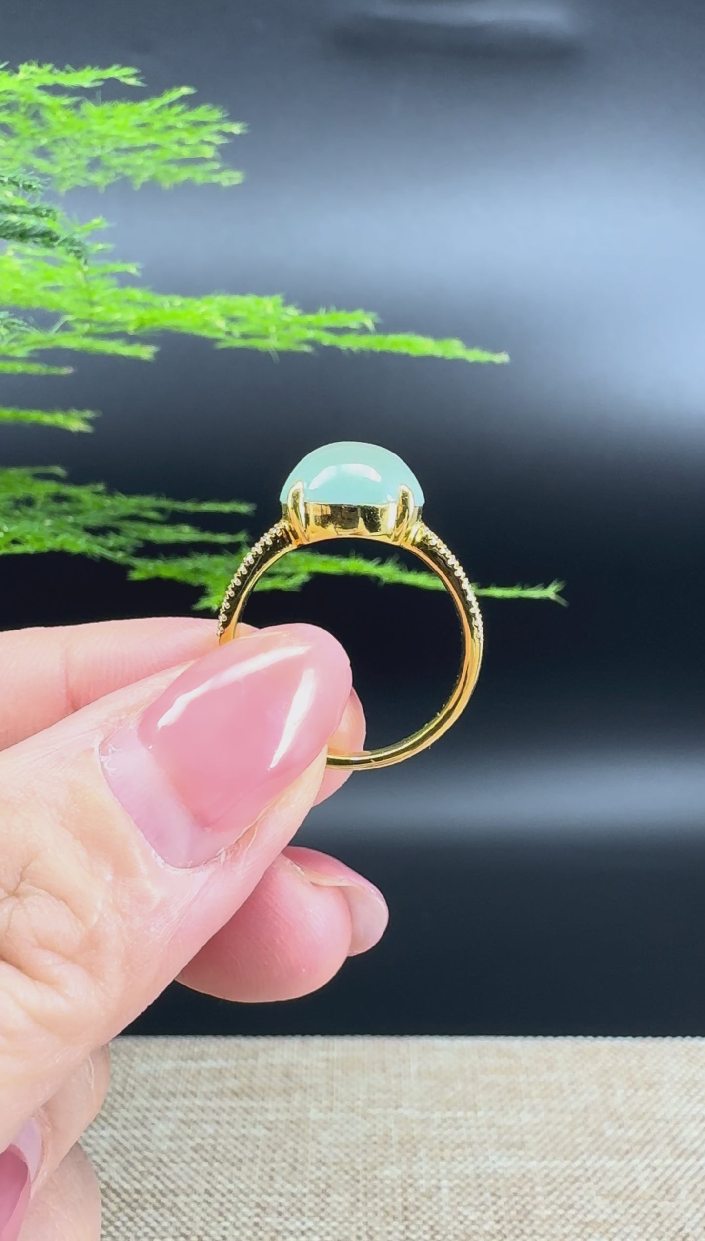 RealJade® "Signature Signet" 18K Yellow Gold Icy Green Jadeite Jade Ring