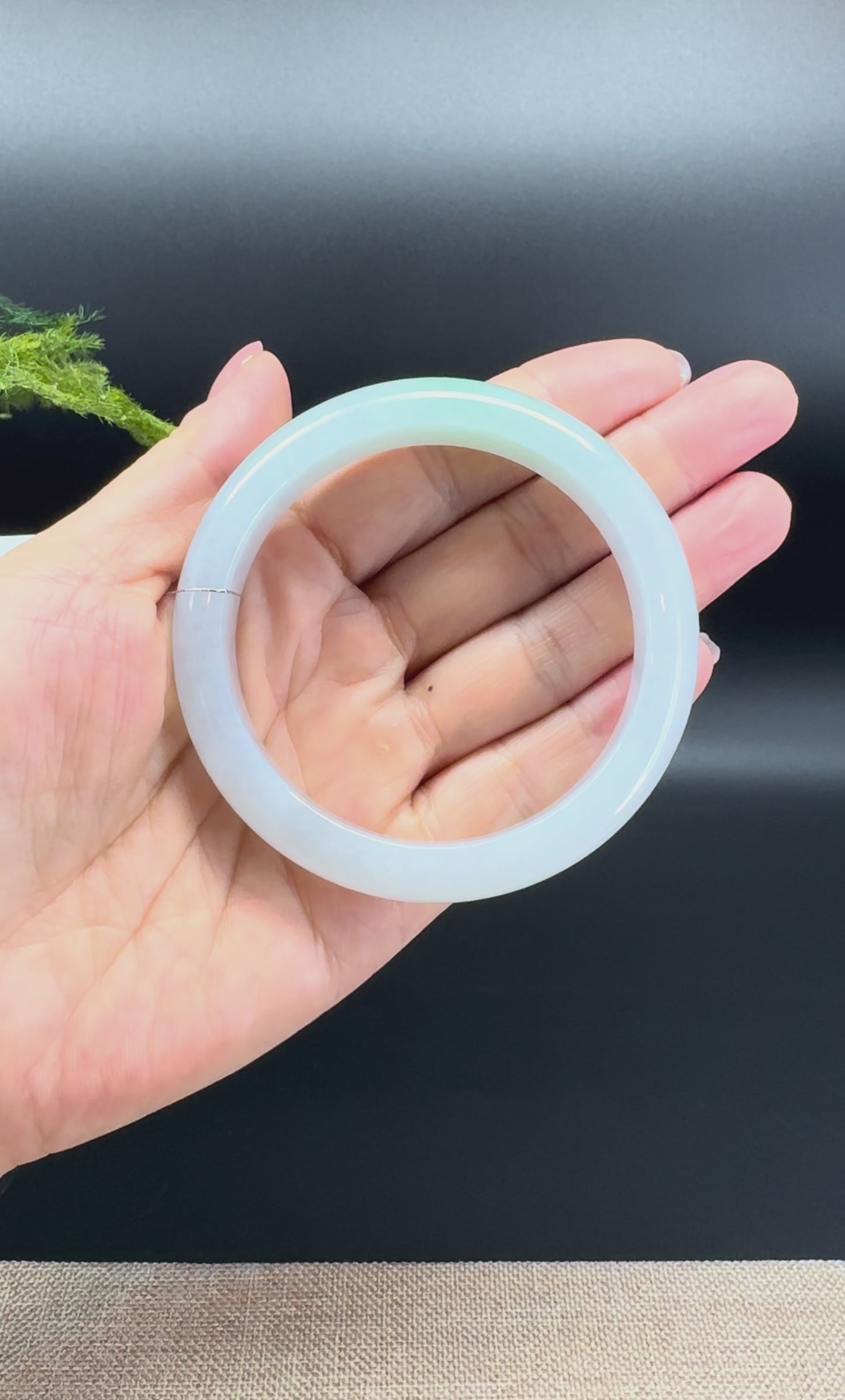 Load and play video in Gallery viewer, Genuine Burmese Icy Green Jade Jadeite Bangle Bracelet (58.4mm)
