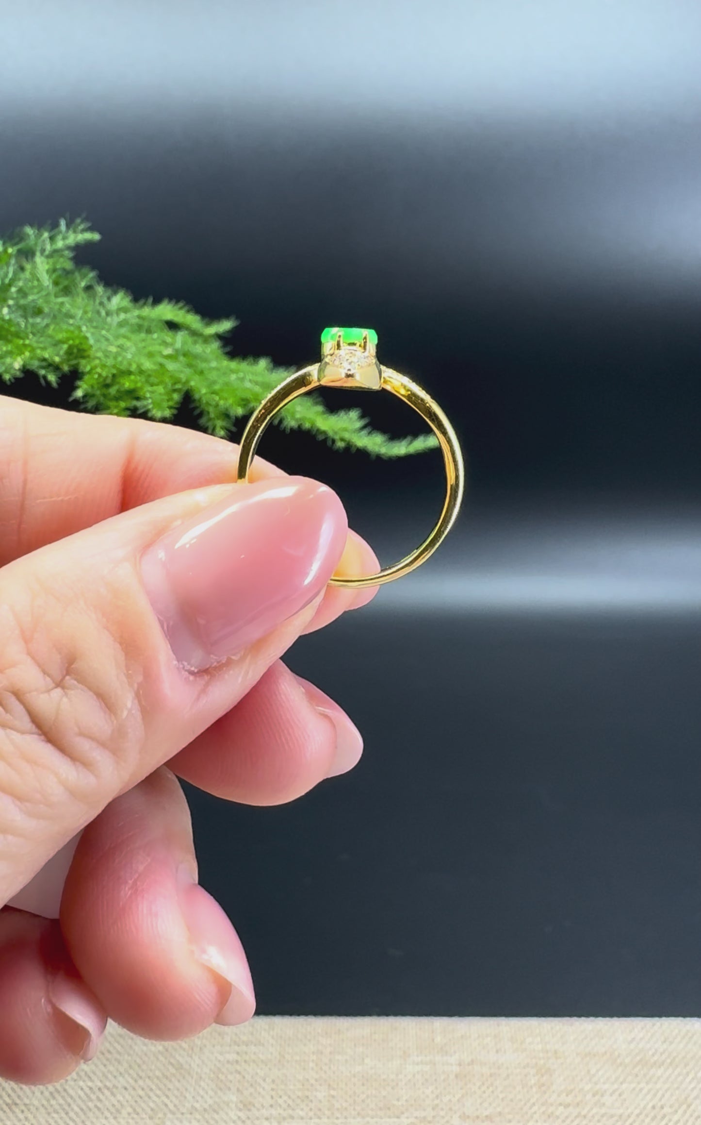 RealJade® 18k Yellow Gold Natural Green Jadeite Snake Ring With Diamonds