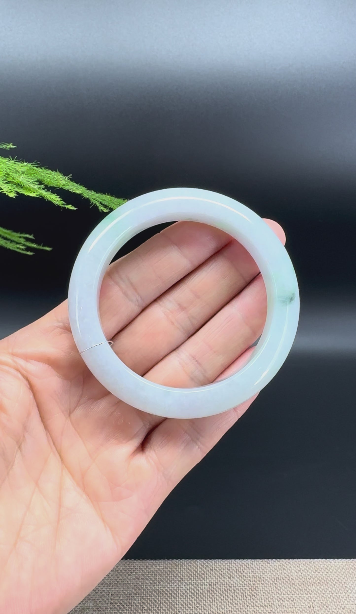 Genuine Burmese Lavender Green Jade Jadeite Bangle Bracelet ( 52.4mm )