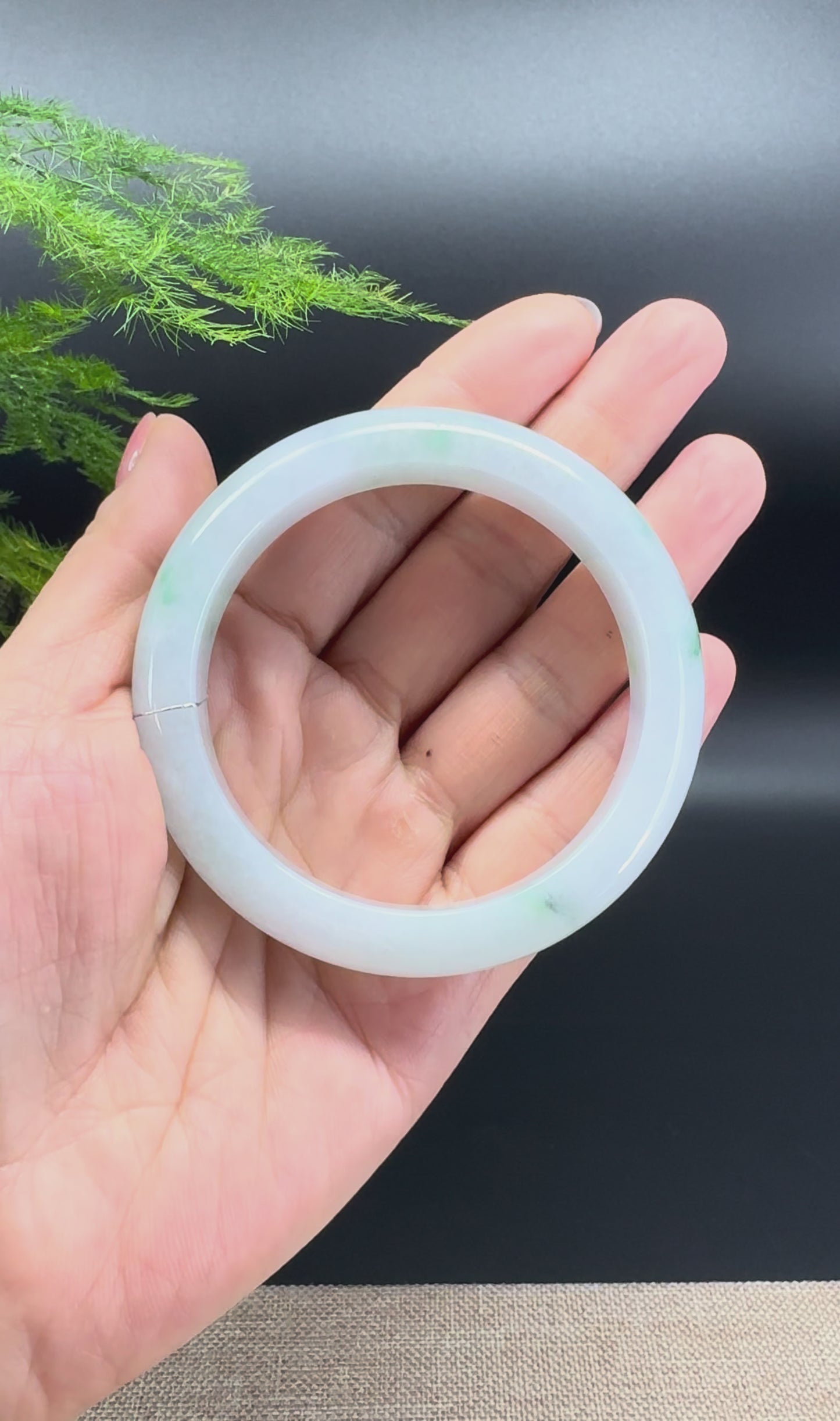 Genuine Burmese Icy Green Jade Jadeite Bangle Bracelet ( 55.6mm )