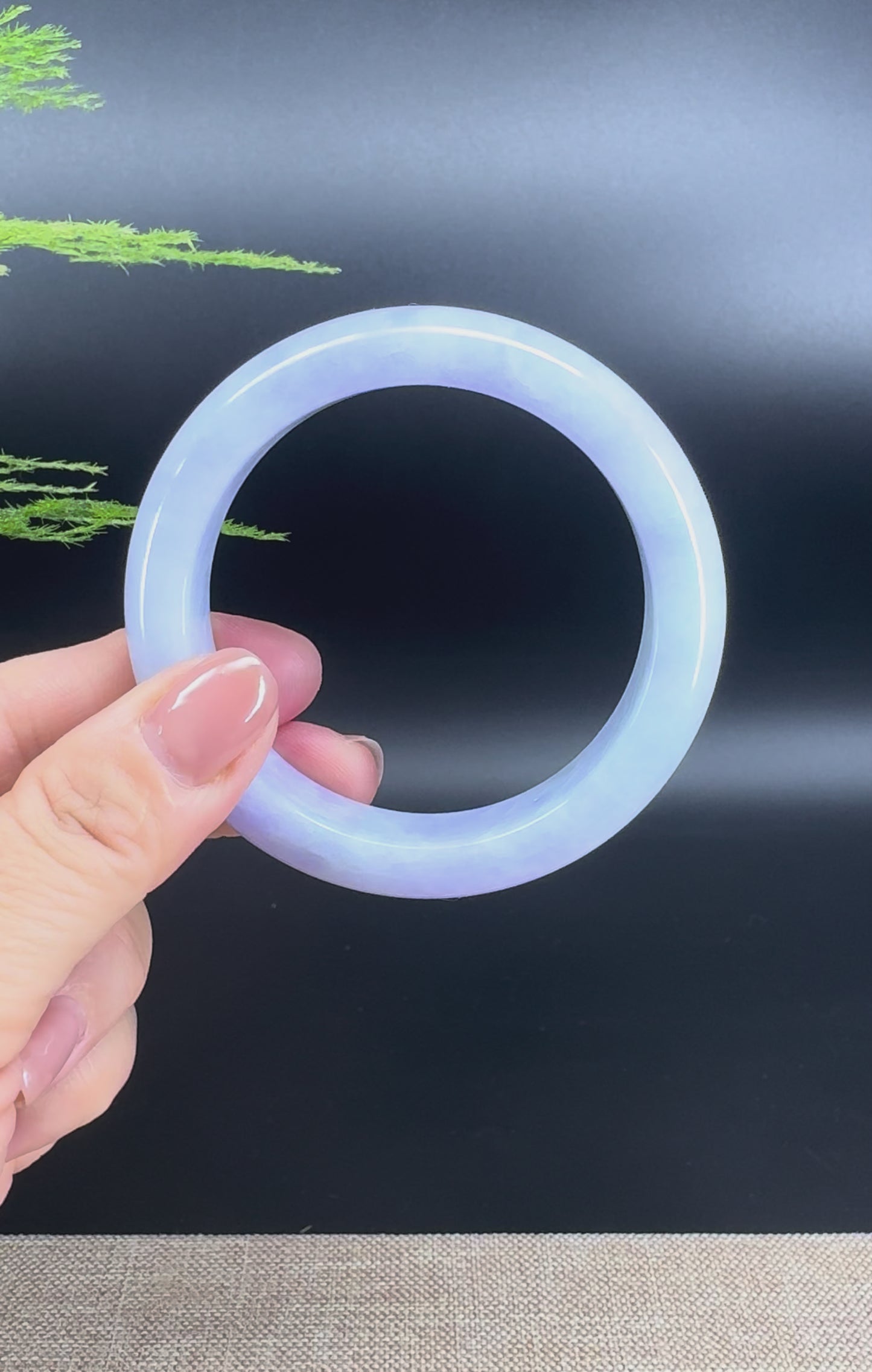 Load and play video in Gallery viewer, Genuine Burmese Lavender Green Jade Jadeite Bangle Bracelet (56.5mm)
