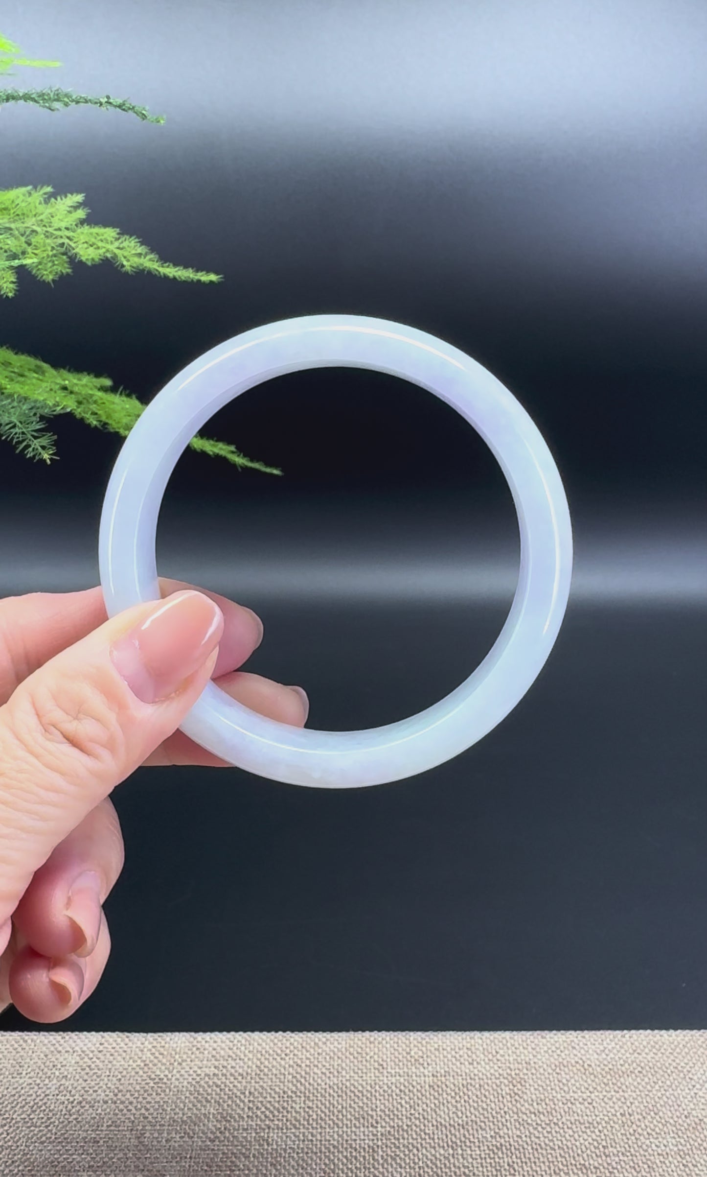 Load and play video in Gallery viewer, Genuine Burmese Lavender Green  Jade Jadeite Bangle Bracelet ( 60.4mm )

