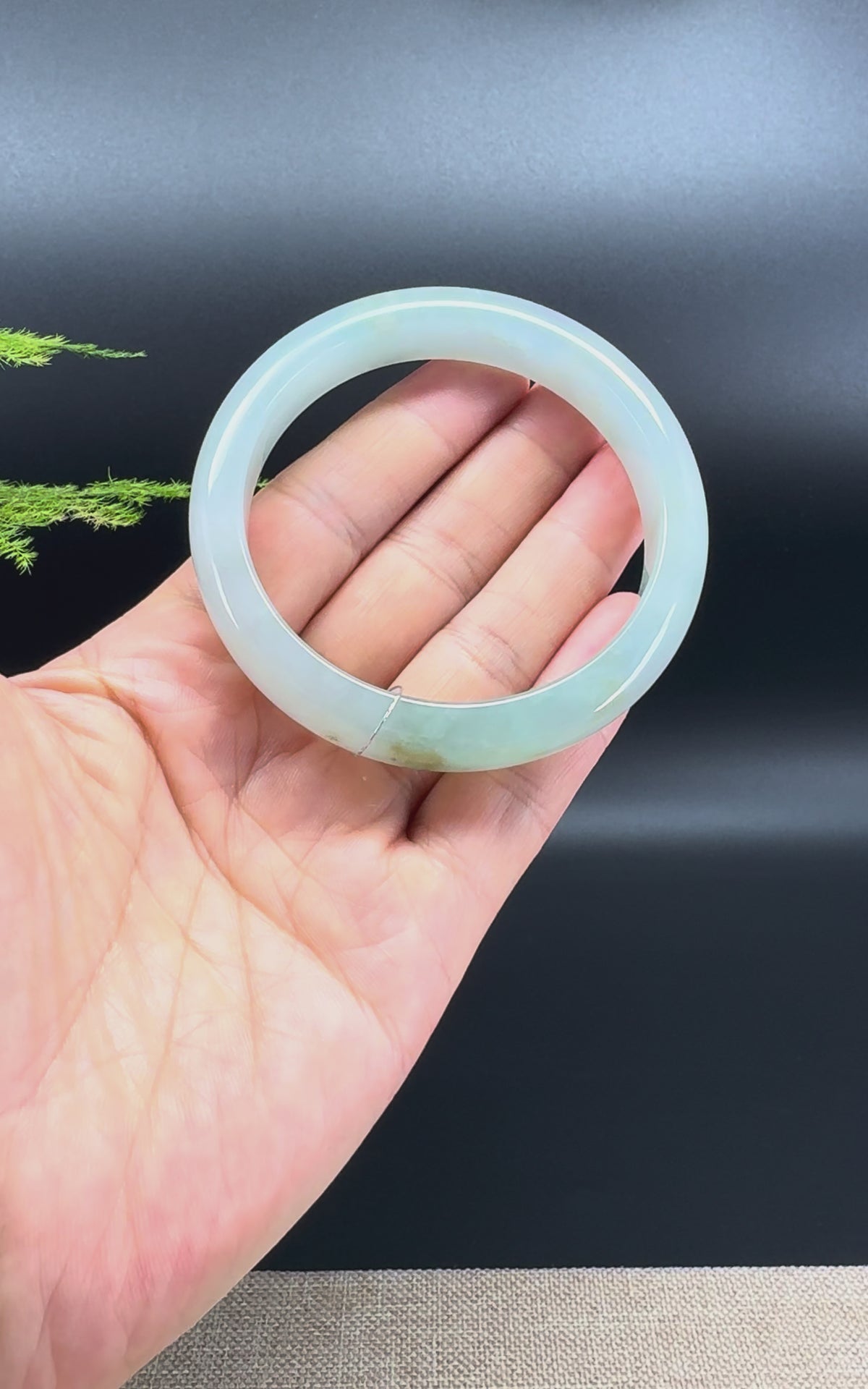 Genuine Burmese Light Green & Yellow Jade Jadeite Bangle Bracelet ( 57.4mm )