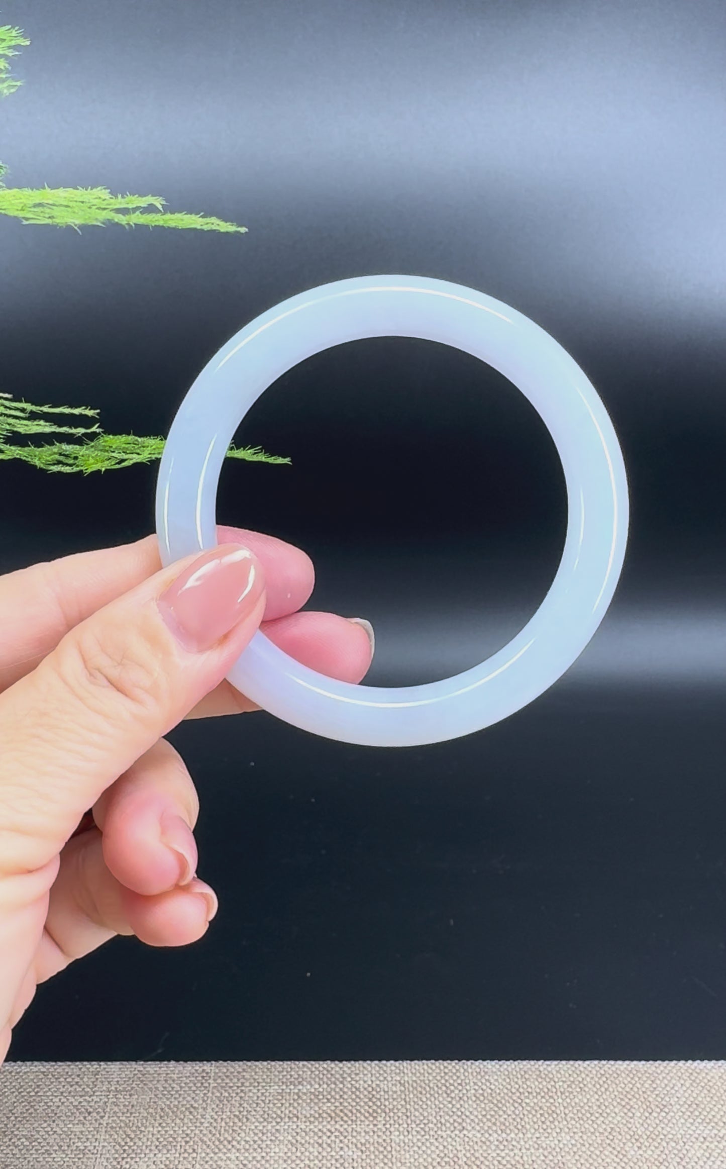 Genuine Burmese Lavender Green Jade Jadeite Bangle Bracelet ( 56.3mm )