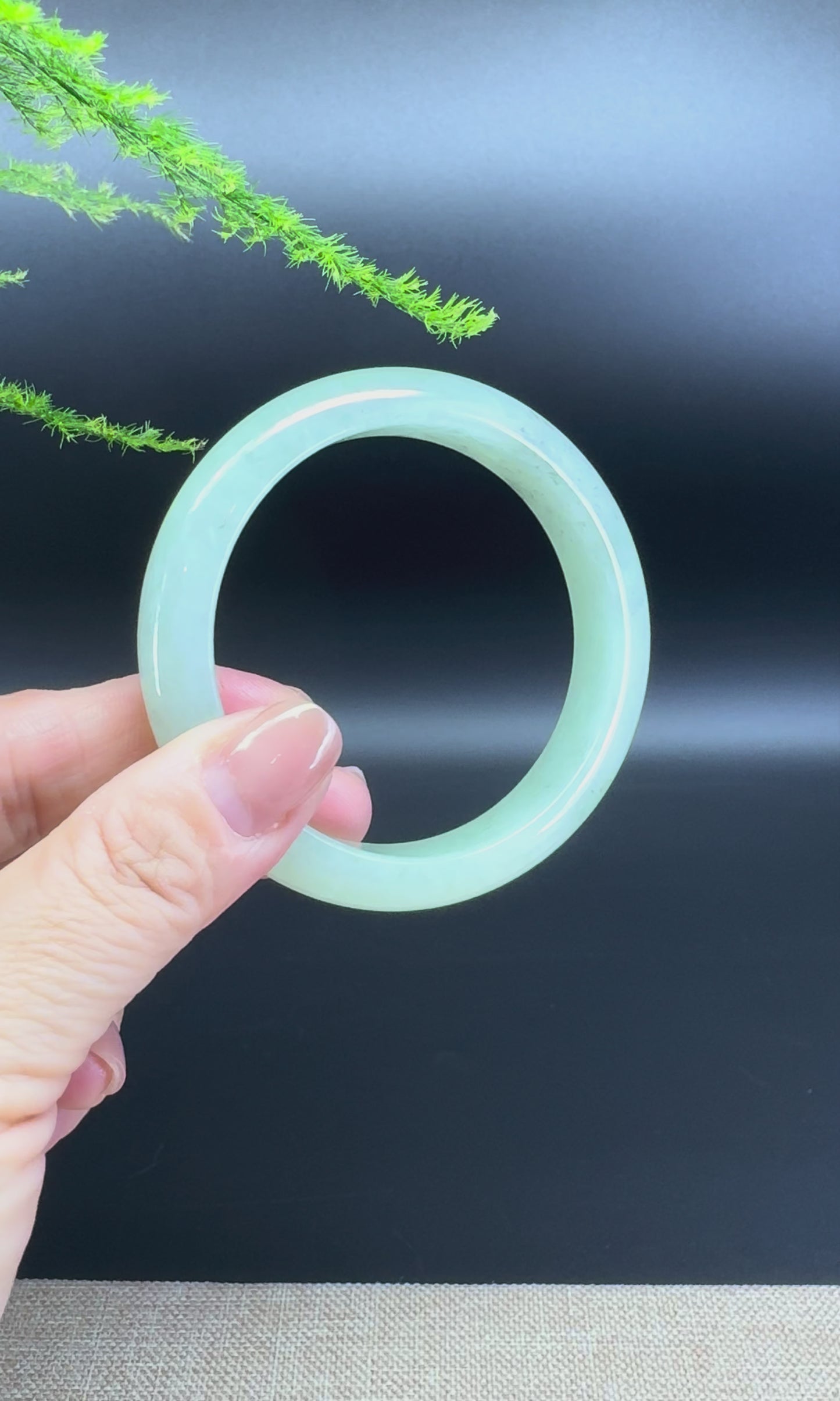 Load and play video in Gallery viewer, Genuine Burmese Green Jade Jadeite Bangle Bracelet (56.3mm)
